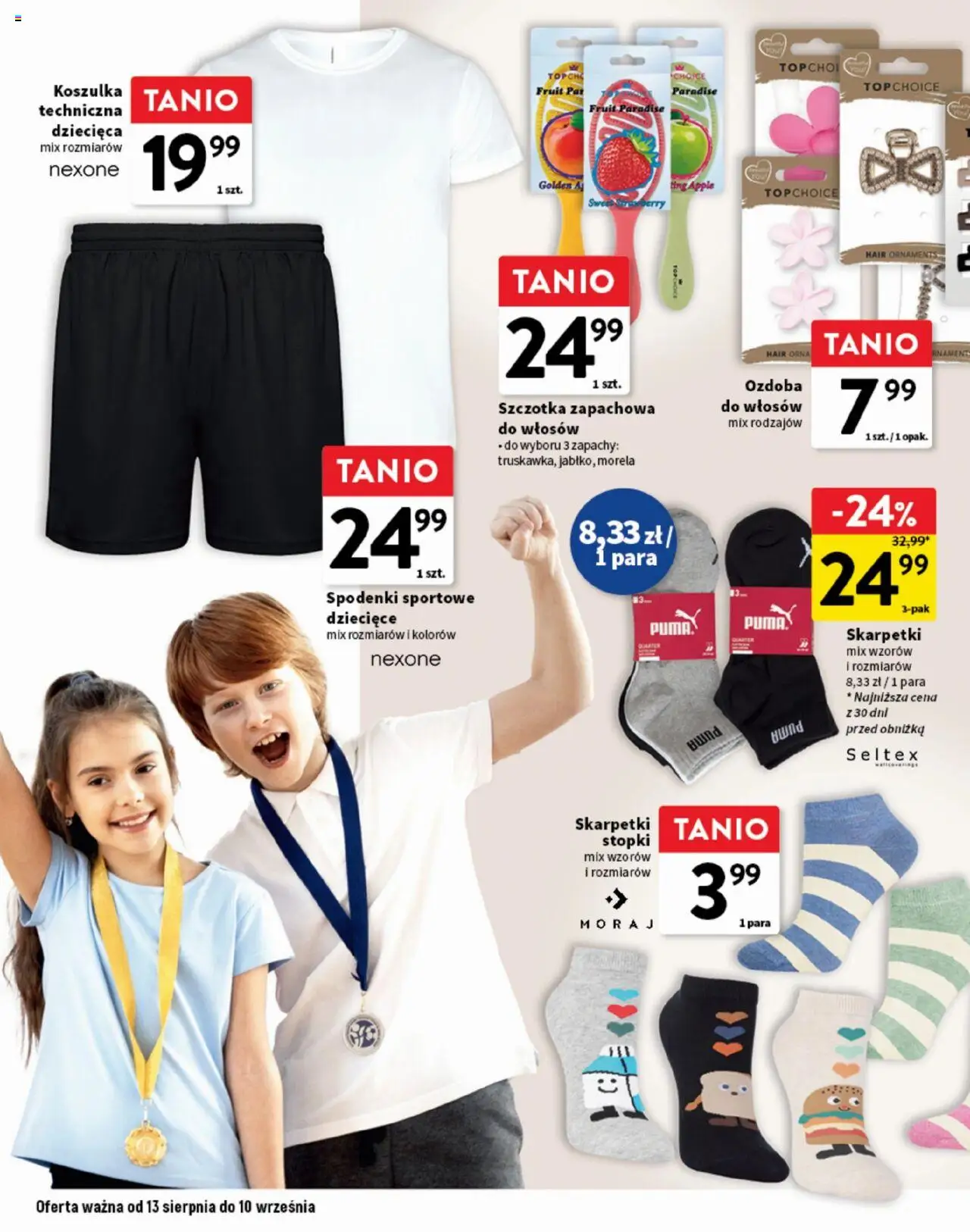 Intermarche Gazetka - Okazje pierwsza klasa od 13.08.2025 | Strona: 12 | Produkty: Spodenki, Skarpetki, Szczotka