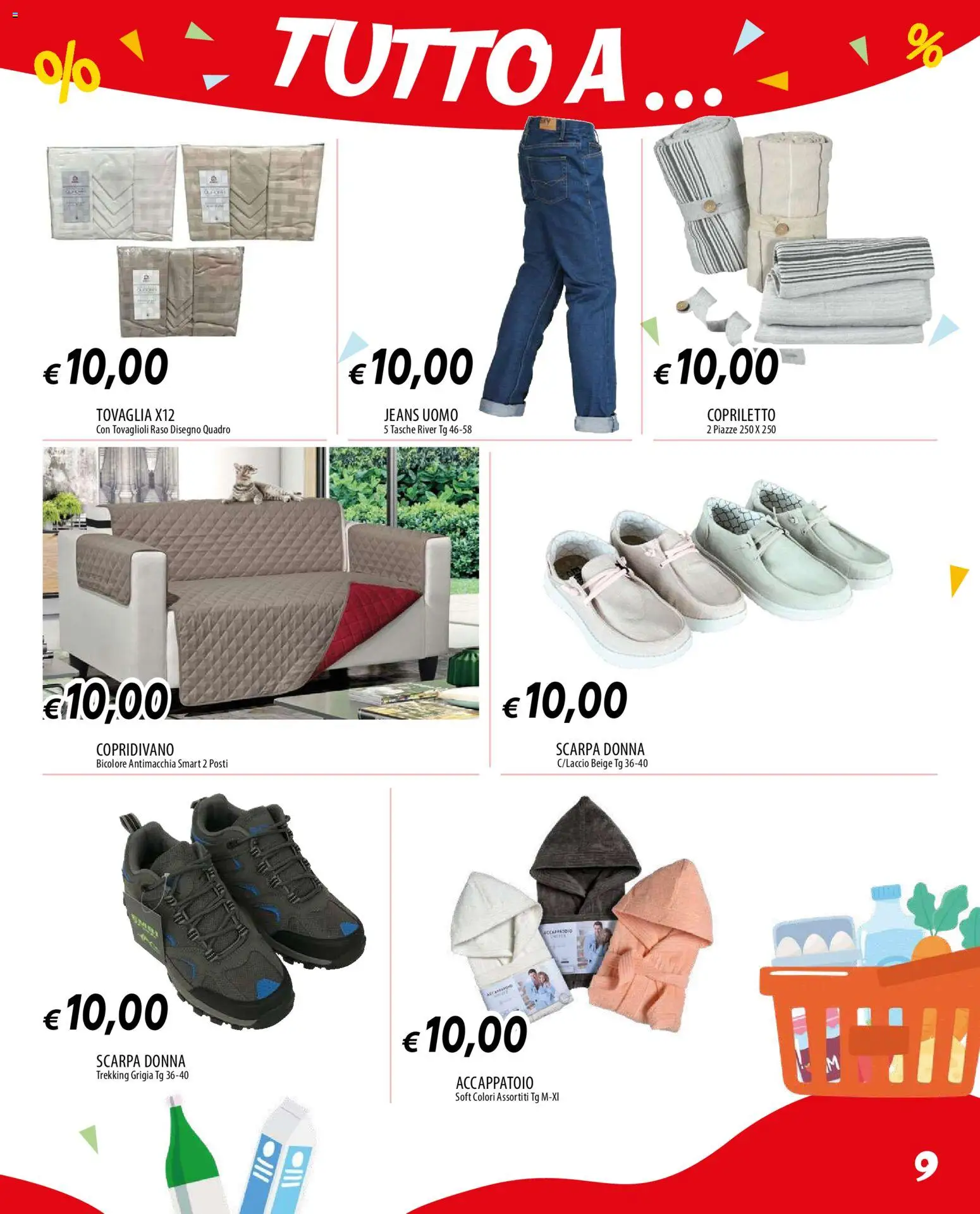 Volantino Galassia del 09.04.2026 | Pagina: 9 | Prodotti: Accappatoio, Copridivano, Jeans, Tovaglia