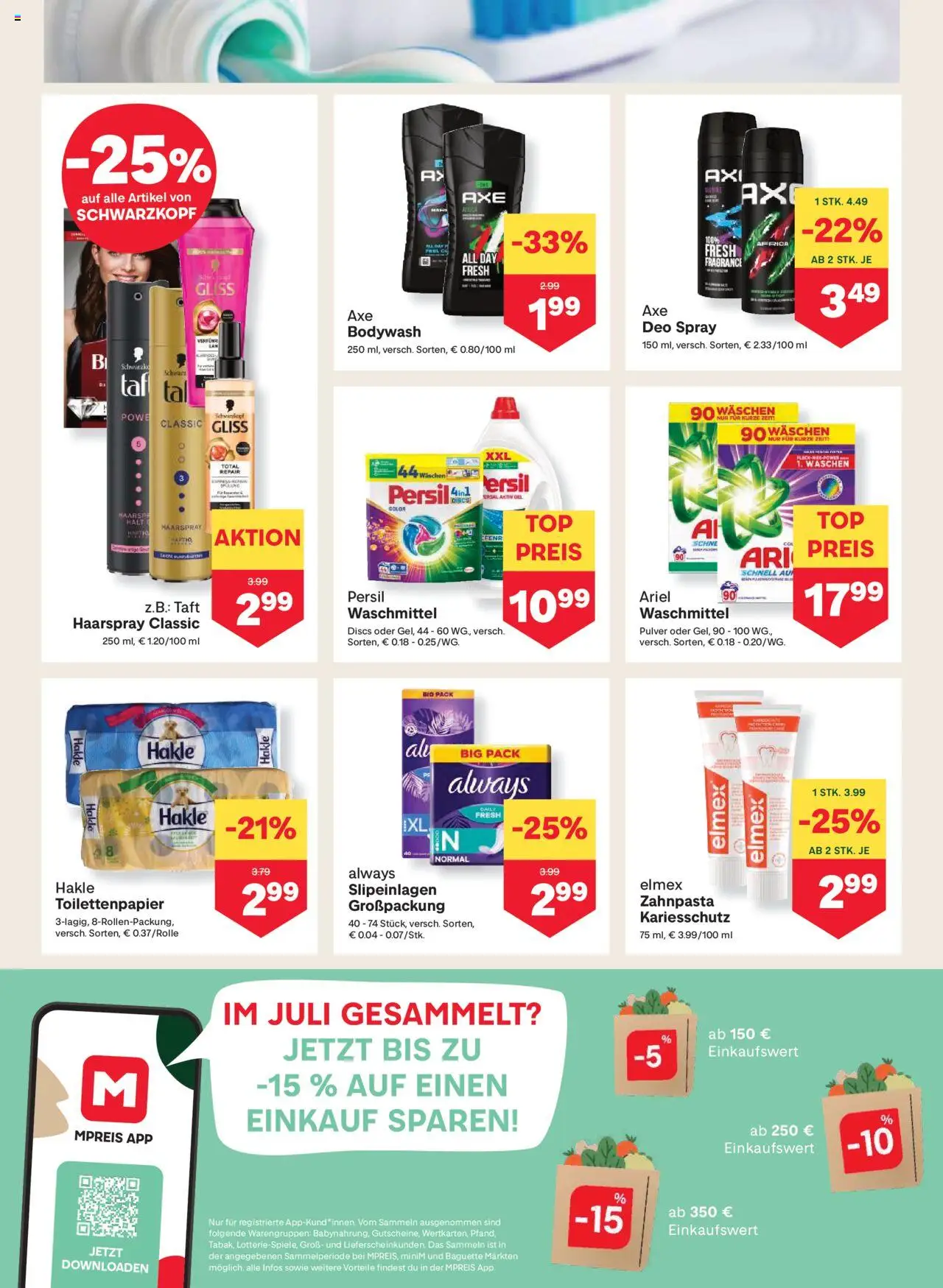 MPREIS Absam gültig ab 13.08.2025 | Seite: 10 | Produkte: Jääkaappipakastin, Haarspray, Zahnpasta, Waschmittel