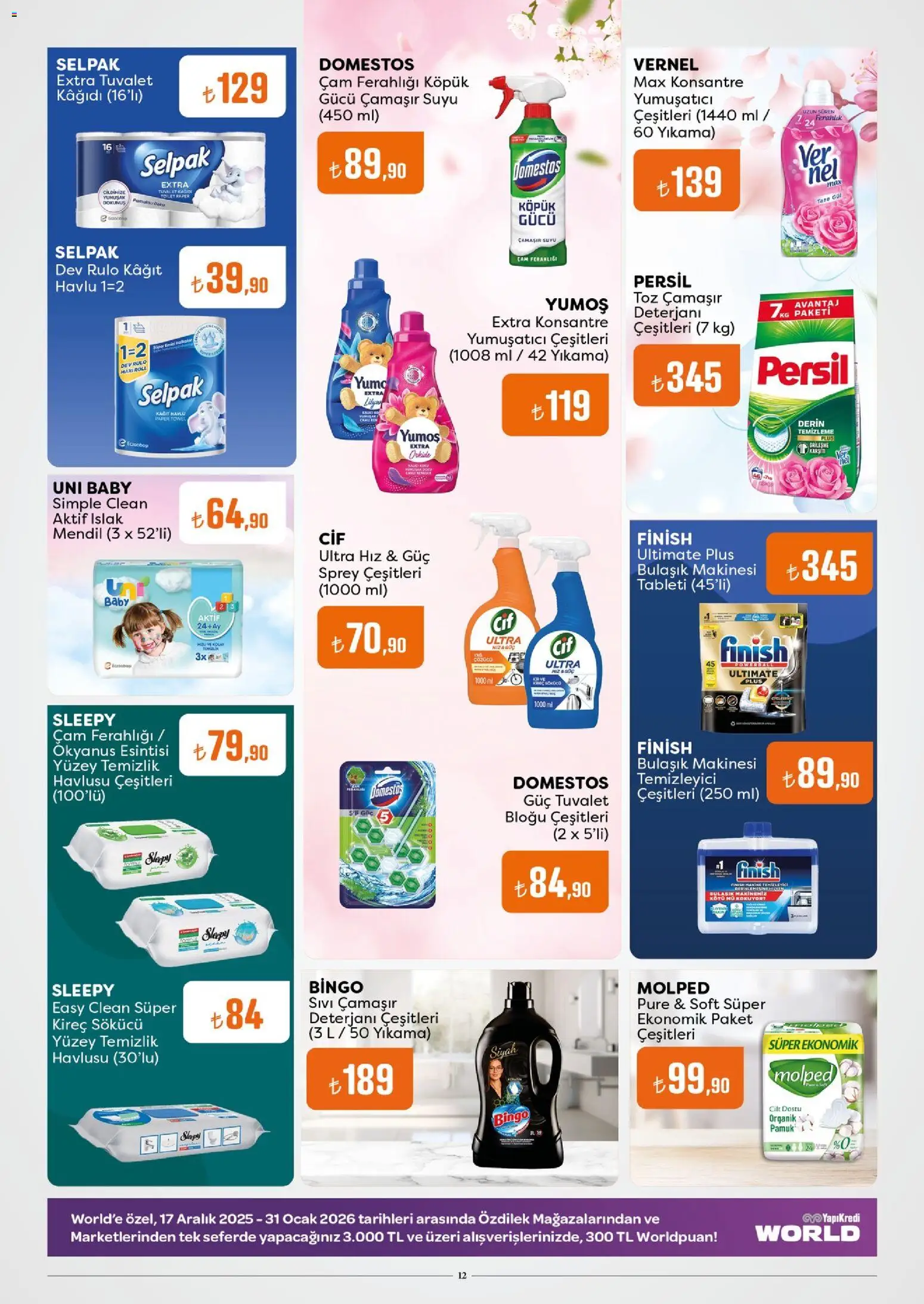 Özdilek Katalog - 15.01.2026 tarihinden itibaren geçerlidir | Sayfa: 12 | Ürünler: Mendil, Yumuşatıcı, Tuvalet kağıdı, Bulaşık makinesi