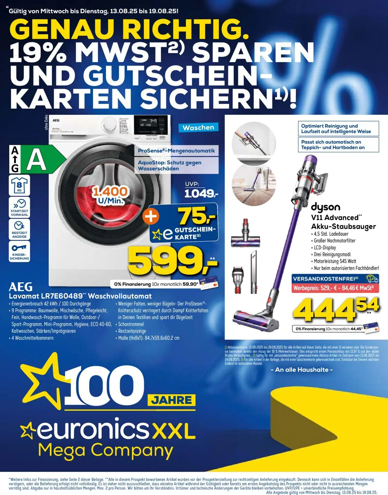 Euronics Prospekt 	 - gültig ab dem 13.08.2025 | Seite: 1 | Produkte: Dyson, Teppich