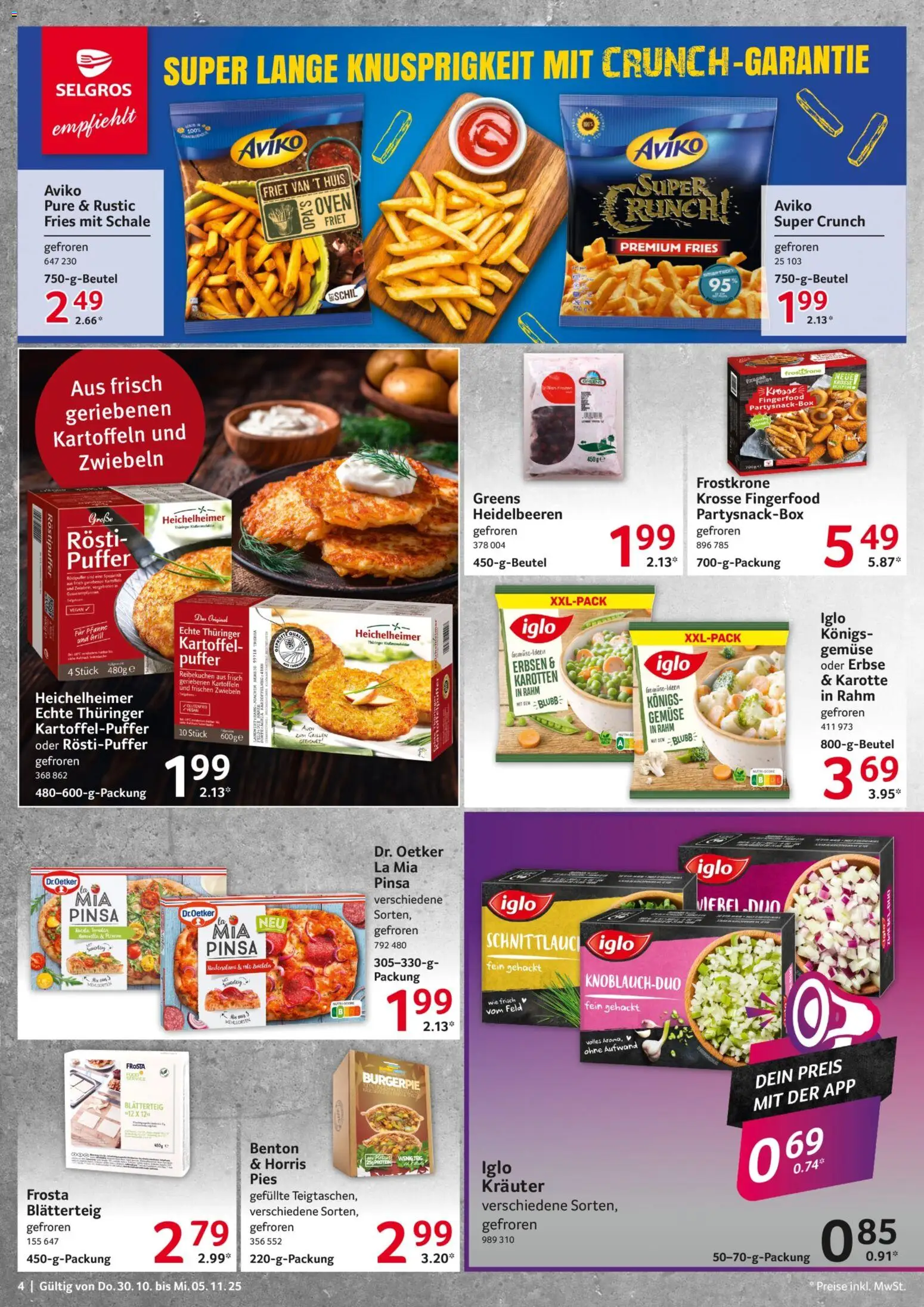 Selgros Prospekt 	 – gültig ab 30.10.2025 | Seite: 4 | Produkte: Iglo, Kartoffeln, Gemüse, Erbse