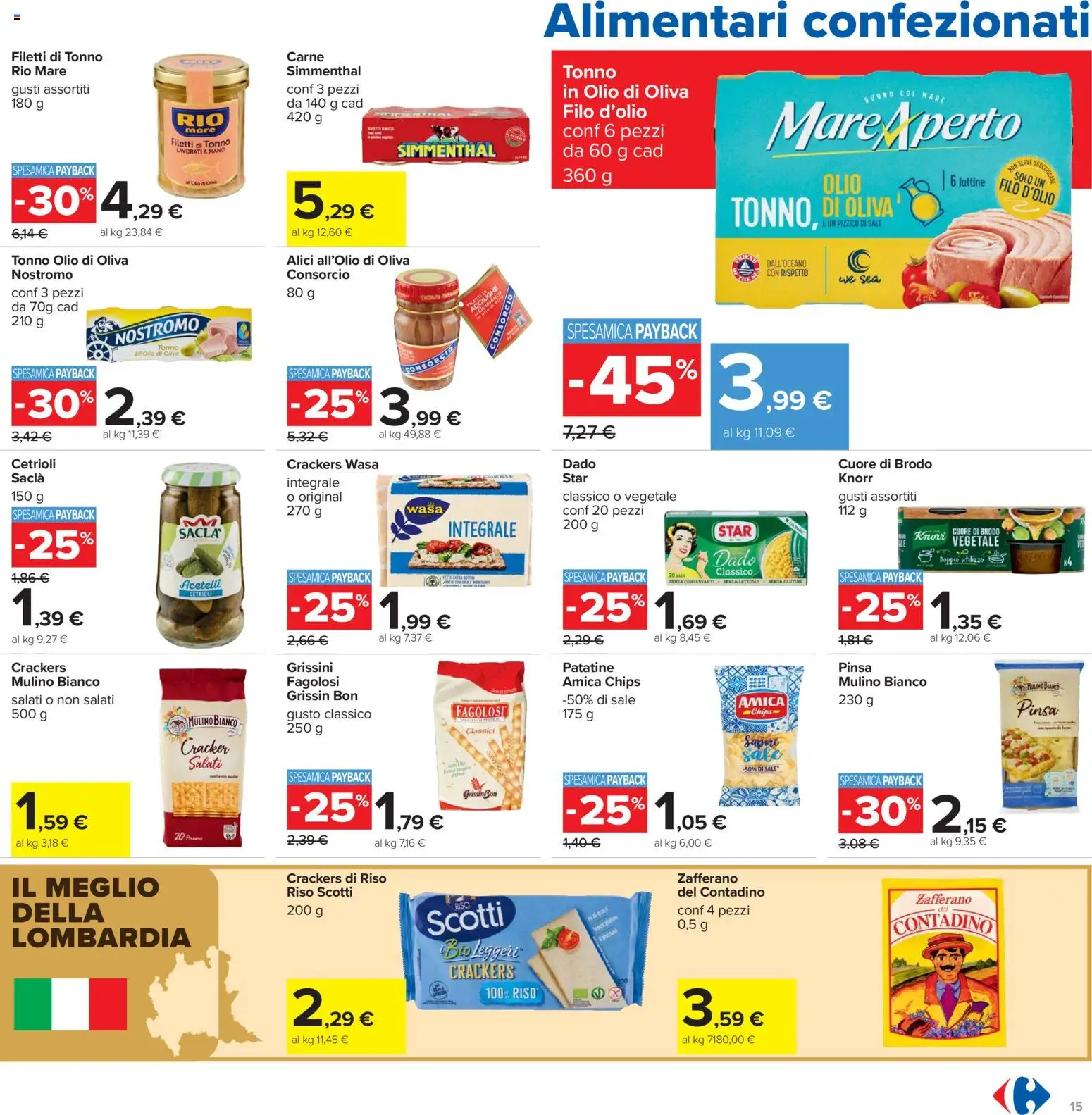 Volantino Carrefour del 07.04.2026 | Pagina: 15 | Prodotti: Patatine, Olio, Acciughe, Tonno