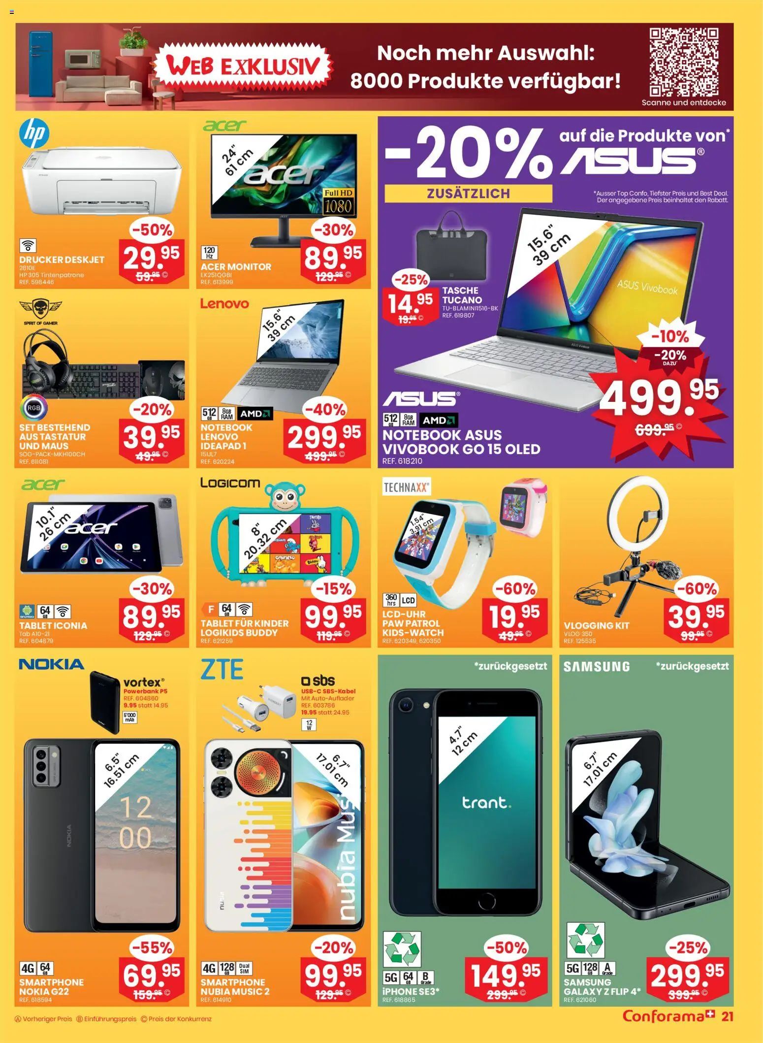 Conforama Aktionen Super Sale – gültig ab 17.12.2025 | Seite: 21 | Produkte: Drucker, Tastatur, Top, Tasche