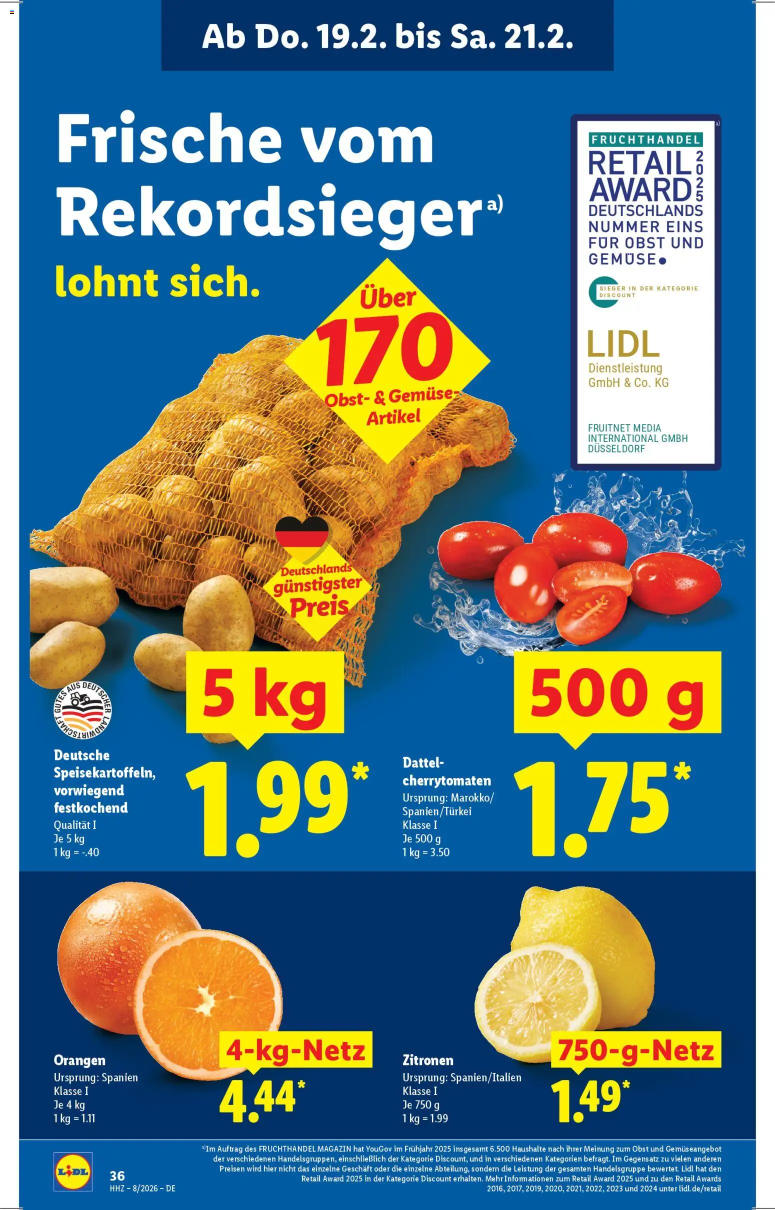 Lidl Prospekt Düsseldorf – gültig ab 16.02.2026 | Seite: 60 | Produkte: Gemüse, Obst, Dattel, Zitronen