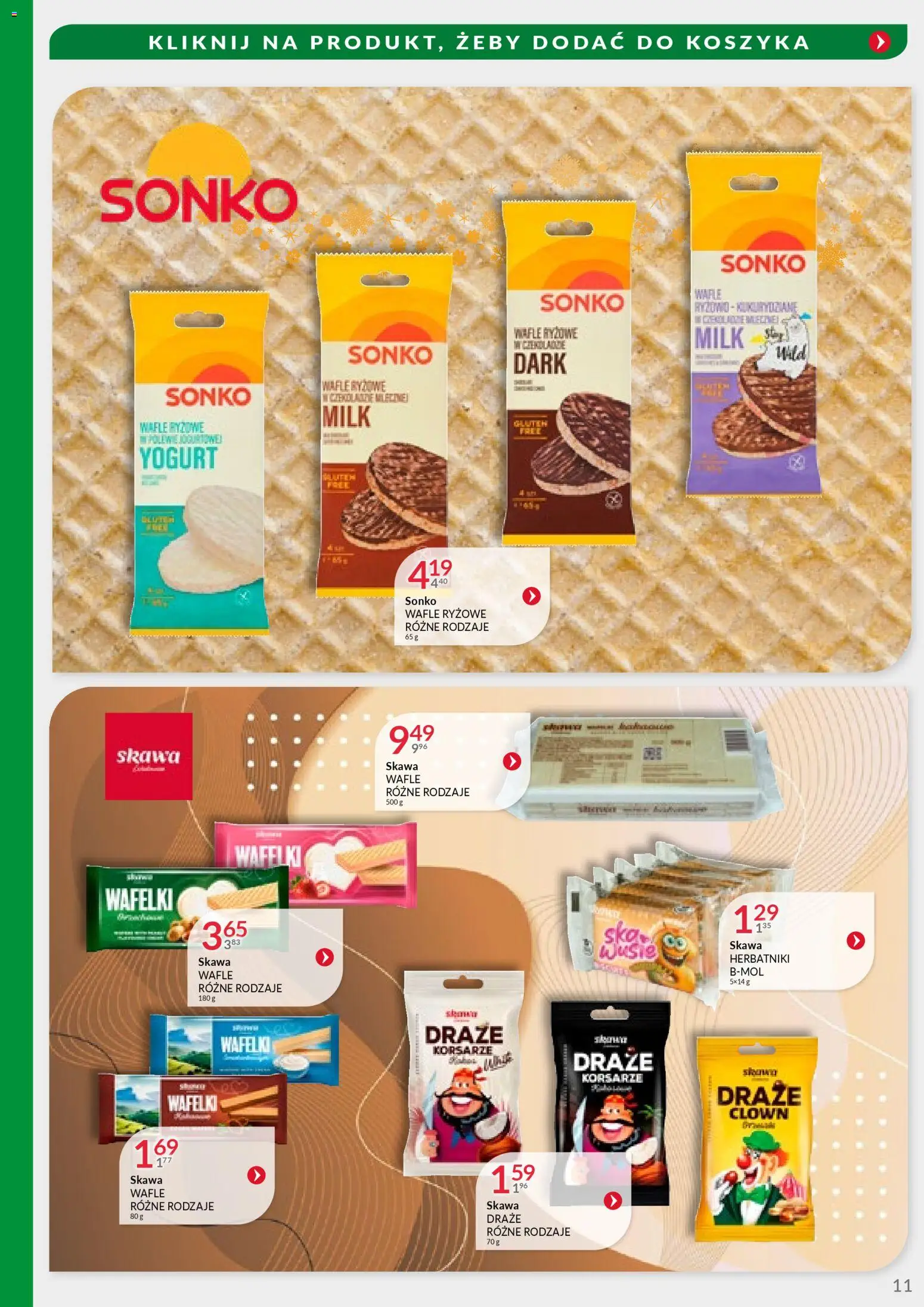 Eurocash Gazetka - Handlowa MR Południowy-Wschód od 22.12.2025 | Strona: 11 | Produkty: Wafle, Wafle ryżowe, Herbatniki, Wafelki