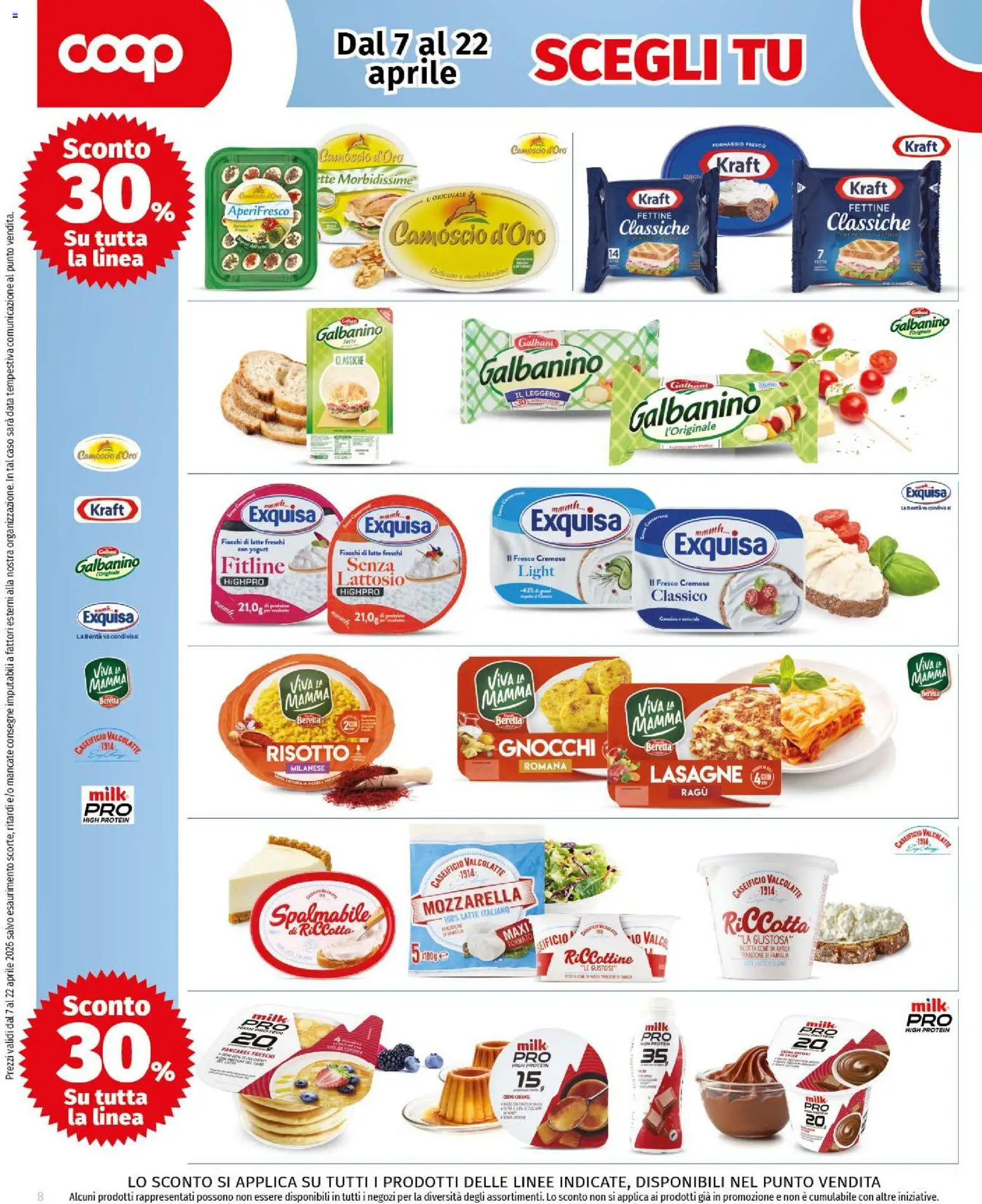 Volantino COOP del 07.04.2026 | Pagina: 8 | Prodotti: Fiocchi di latte, Mozzarella, Latte, Formaggio