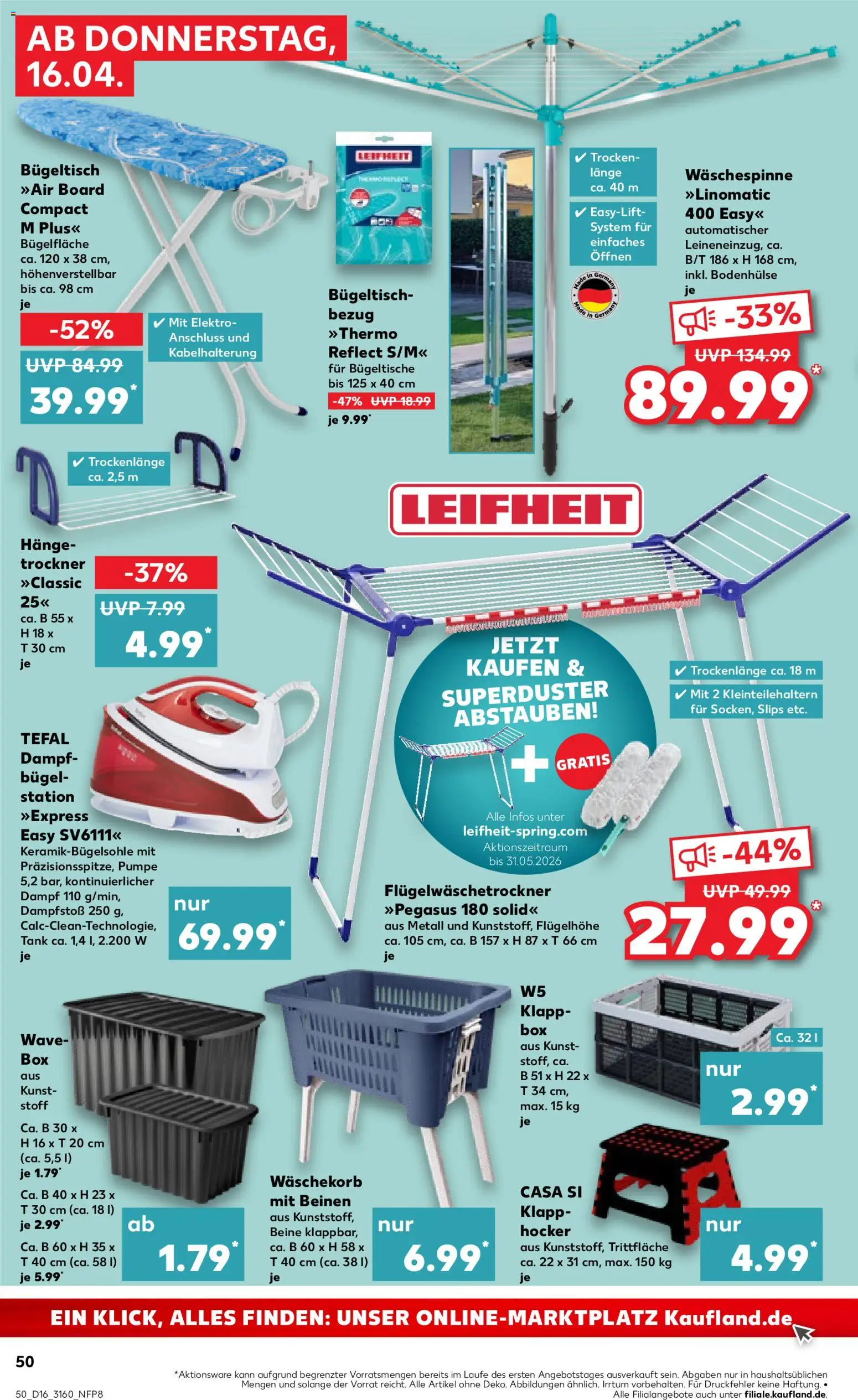 Kaufland Prospekt – gültig ab 16.04.2026 | Seite: 50 | Produkte: Trockner, Hocker, Box