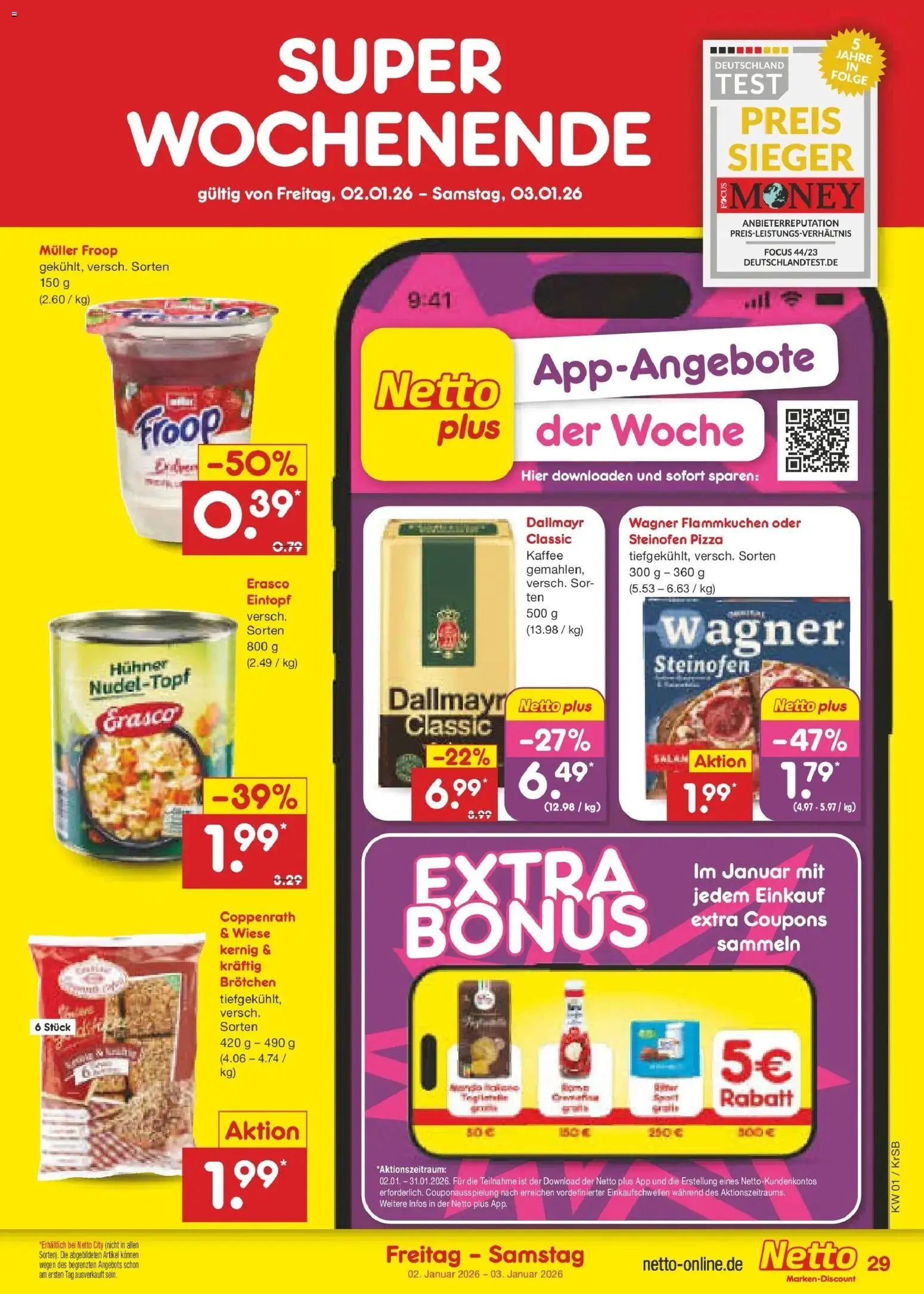 Netto Marken-Discount prospekt Jüchen	 – gültig ab 28.12.2025 | Seite: 43 | Produkte: Kaffee, Dallmayr, Pizza, Erasco