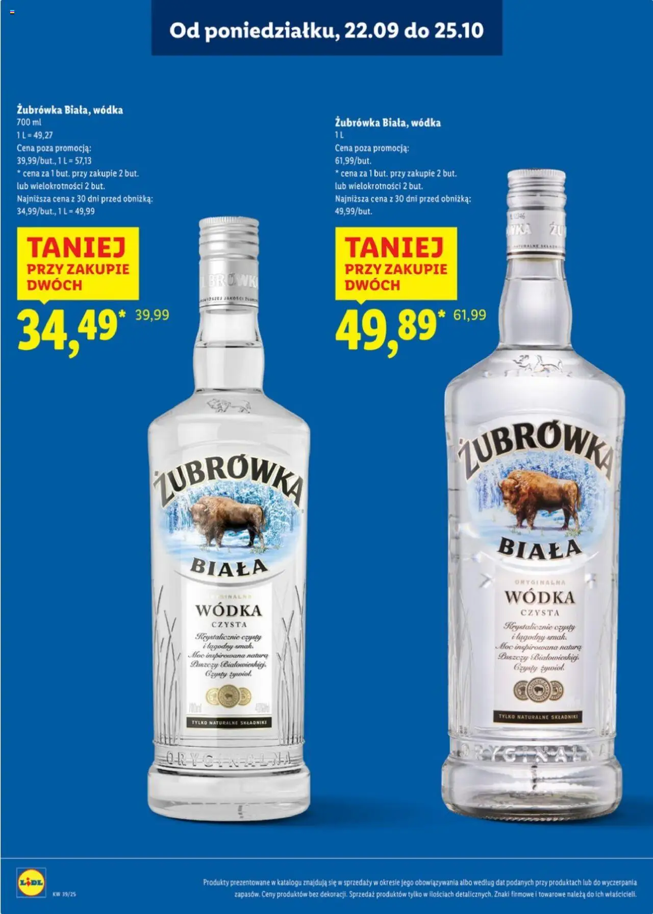 Lidl Katalog alkoholi mocnych od 22.09.2025 | Strona: 5 | Produkty: Żubrówka, Vodka, Wódka