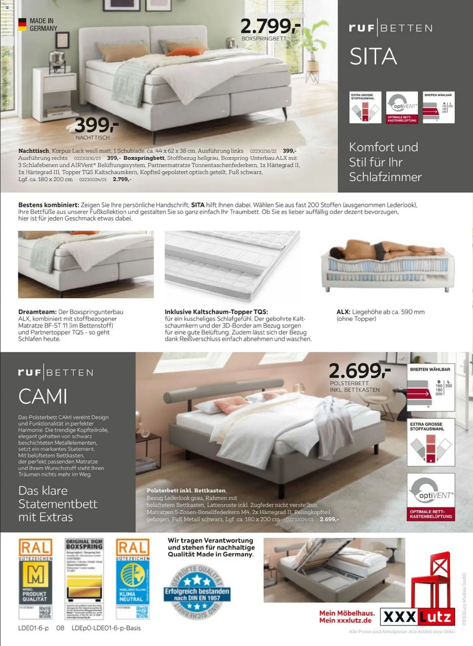 XXXL Lutz Das Beste im Leben – gültig ab 02.01.2026 | Seite: 8 | Produkte: Bett, Nachttisch, Polsterbett, Topper