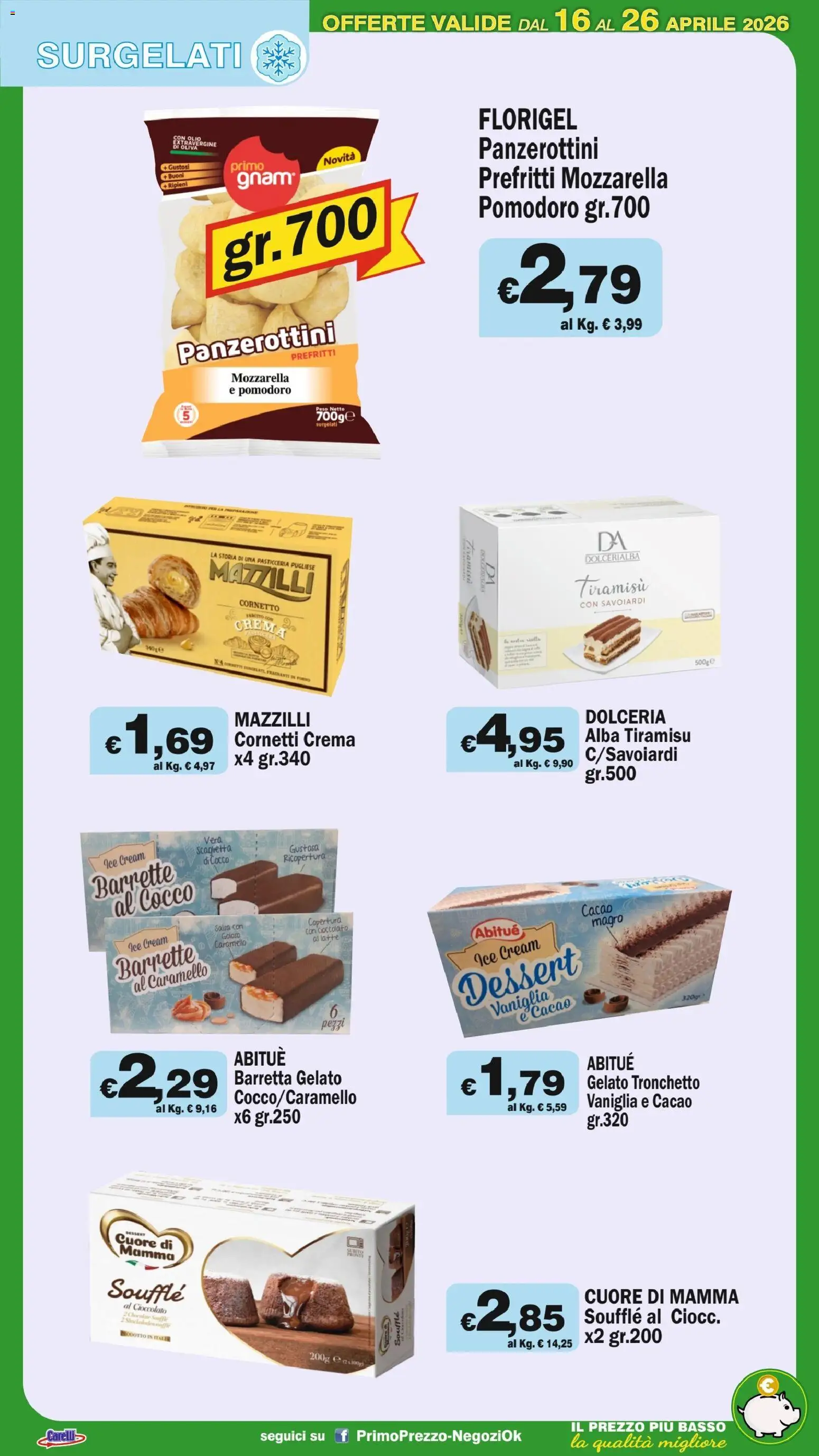 Volantino Primo Prezzo del 16.04.2026 | Pagina: 37 | Prodotti: Cornetto, Gelato, Mozzarella, Cocco