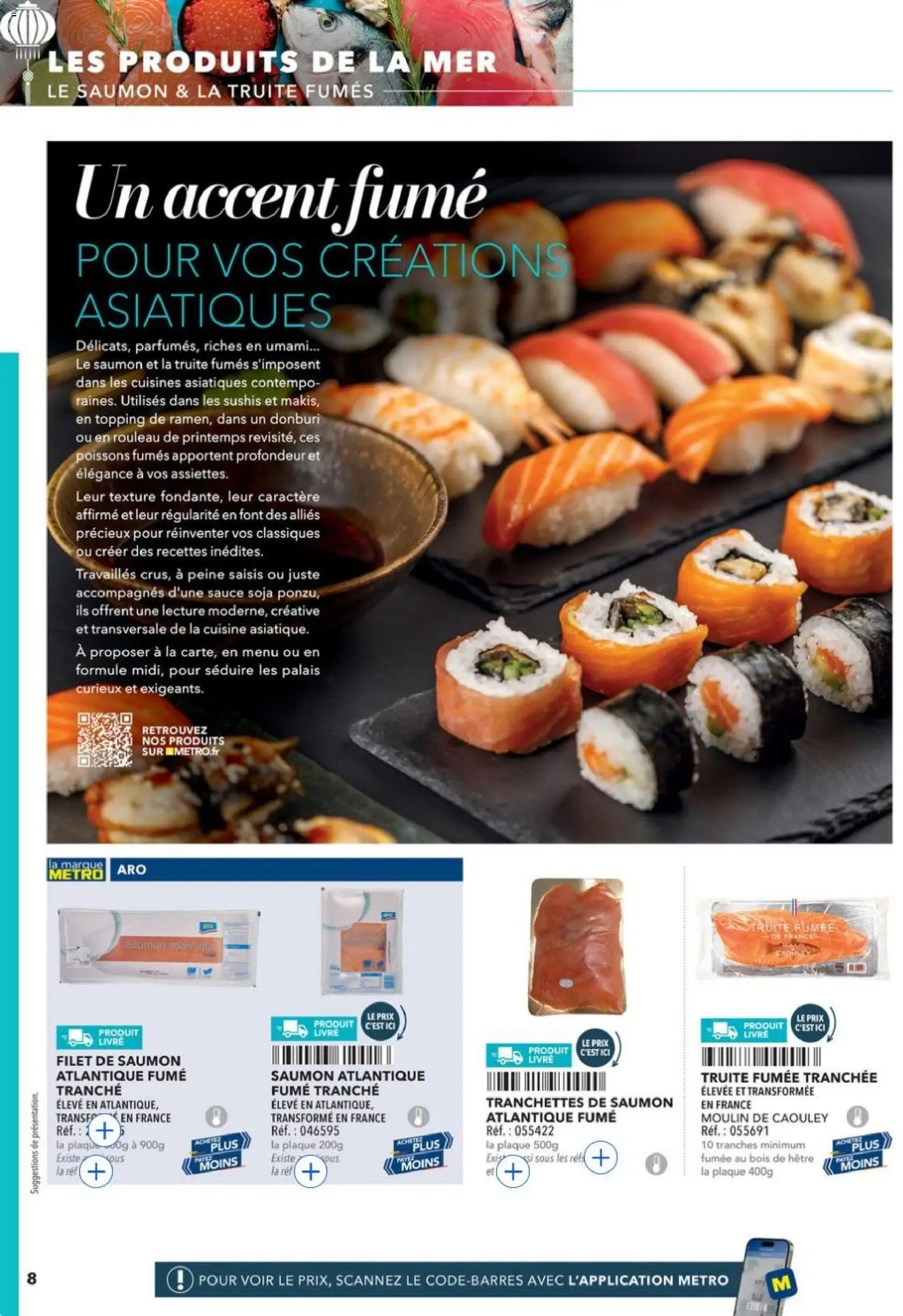 {H1} | Page: 8 | Produits: Truite fumée, Filet de saumon, Livre, Saumon