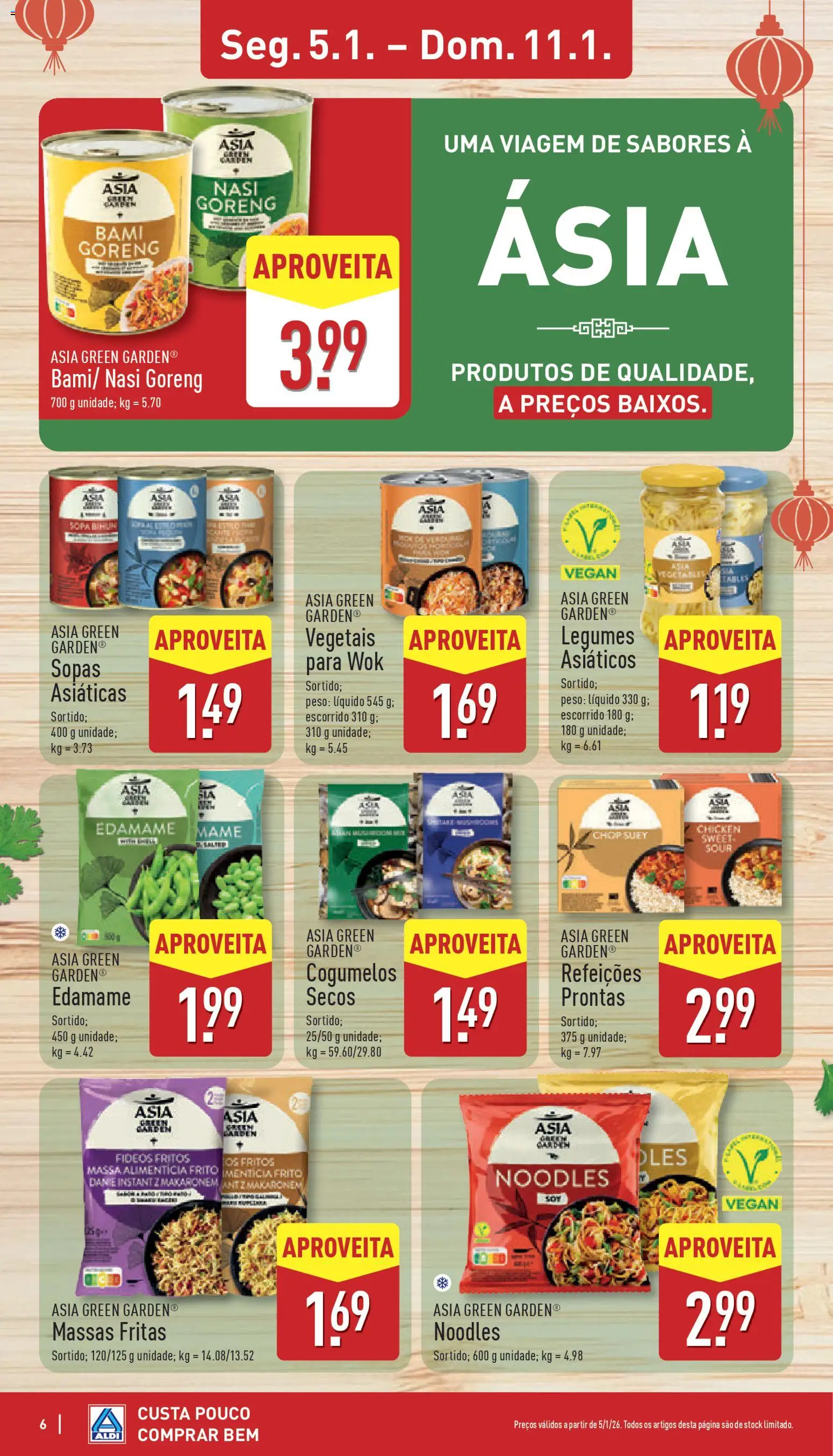 Aldi folheto │ válido de 05.01.2026 | Página: 6 | Produtos: Edamame, Sopa, Massa, Cogumelos