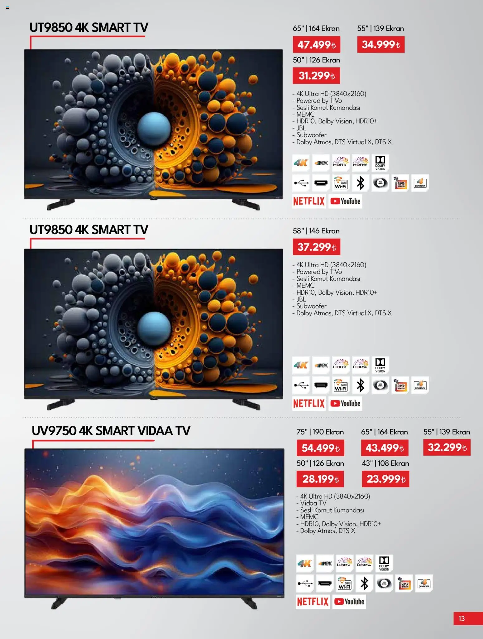 Vestel Tüketici Elektroniği - 04.11.2025 tarihinden itibaren geçerlidir | Sayfa: 13 | Ürünler: TV