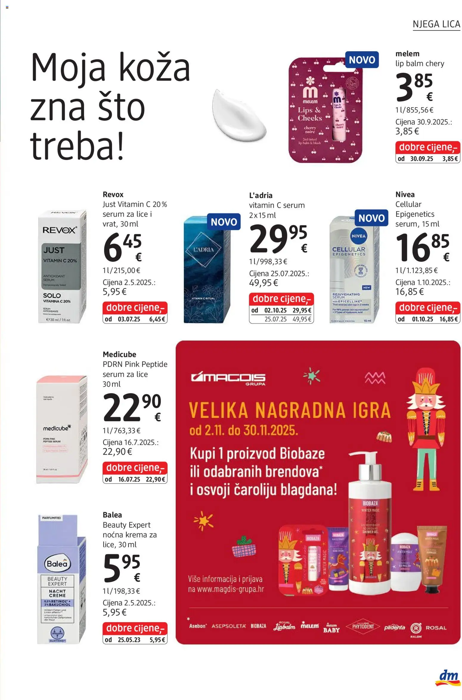 DM katalog | vrijedi od 03.11.2025 | Stranica: 15 | Proizvodi: Noćna krema, Serum za lice, Krema, Igra