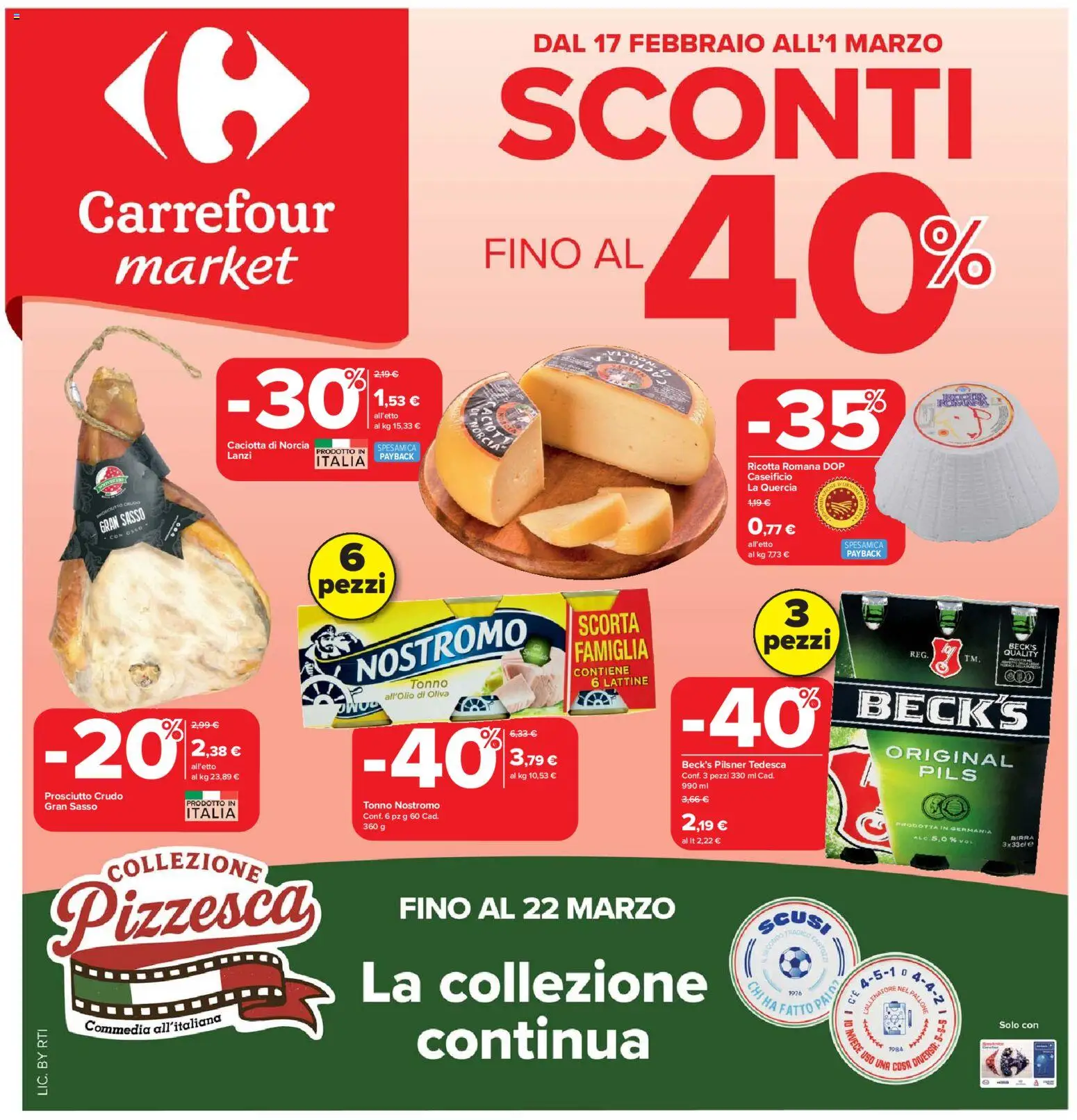 Volantino Carrefour del 17.02.2026 | Pagina: 1 | Prodotti: Prosciutto Crudo, Prosciutto, Pallone, Ricotta