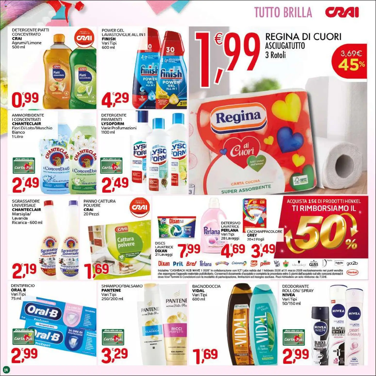 Volantino CRAI del 05.03.2026 | Pagina: 14 | Prodotti: Dentifricio, Detergente, Asciugatutto, Lavanda