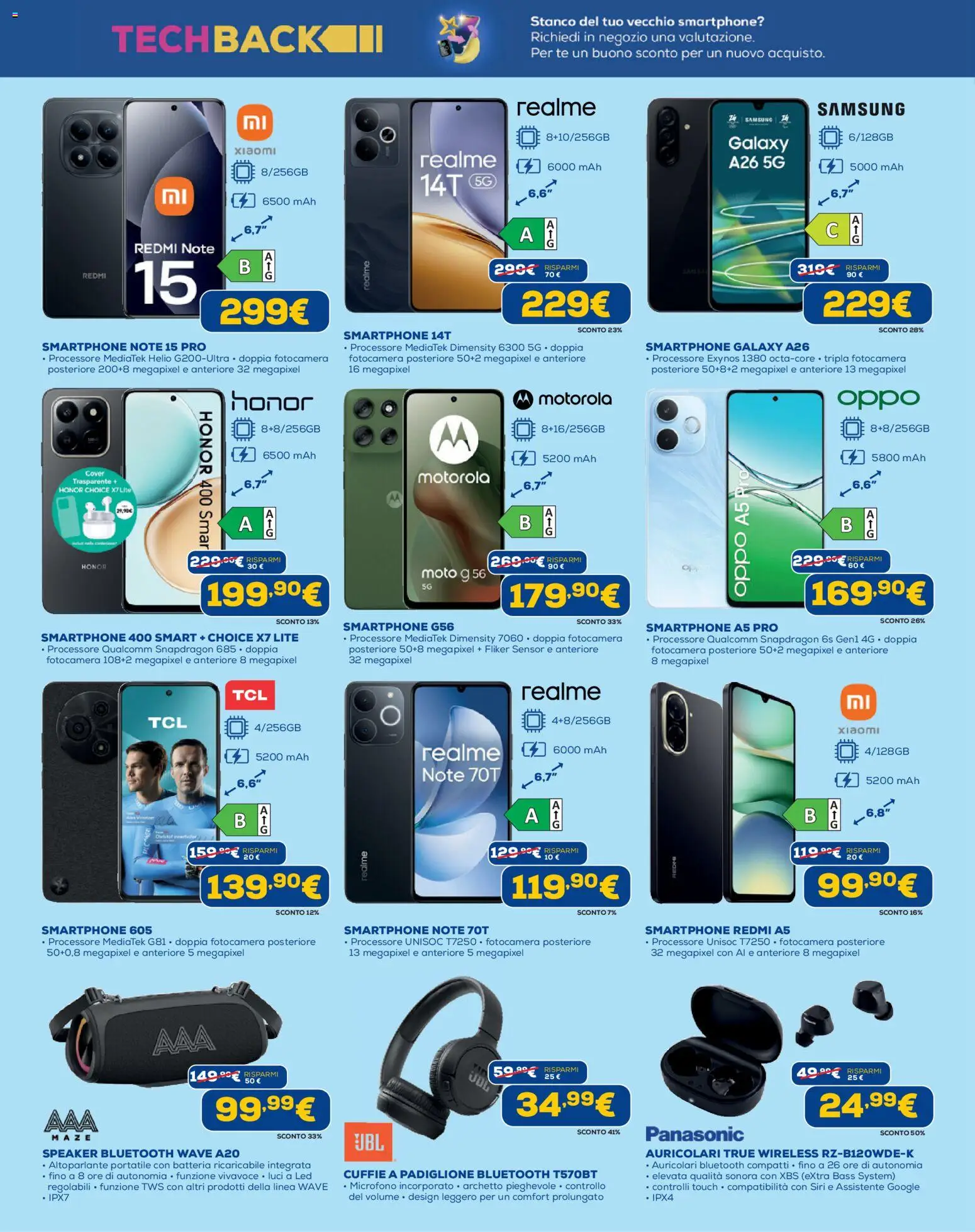 Volantino Euronics del 19.02.2026 | Pagina: 3 | Prodotti: Auricolari, Xiaomi, Tè, Batteria