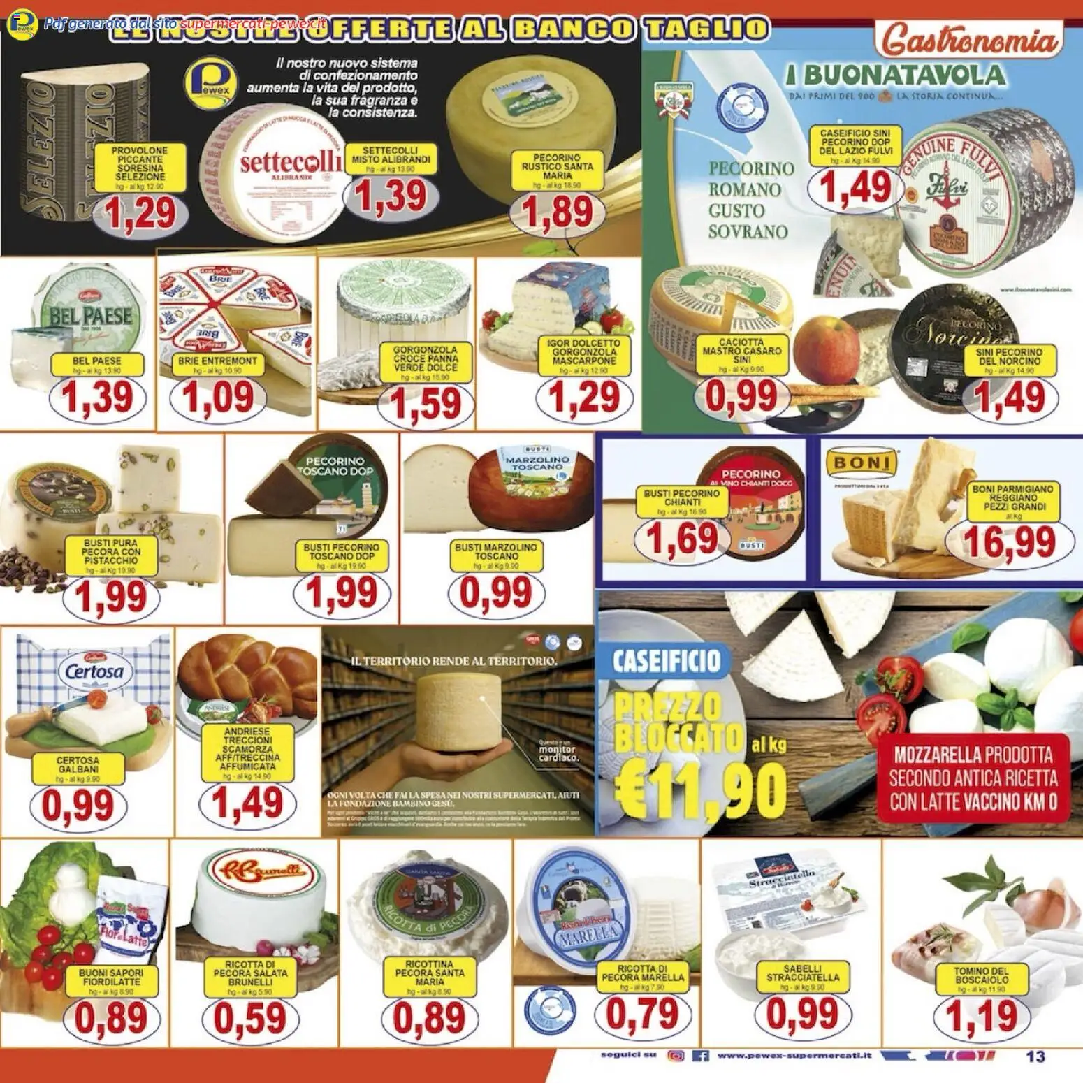 Volantino Pewex del 08.12.2025 | Pagina: 13 | Prodotti: Ricotta, Parmigiano, Gorgonzola, Tomino