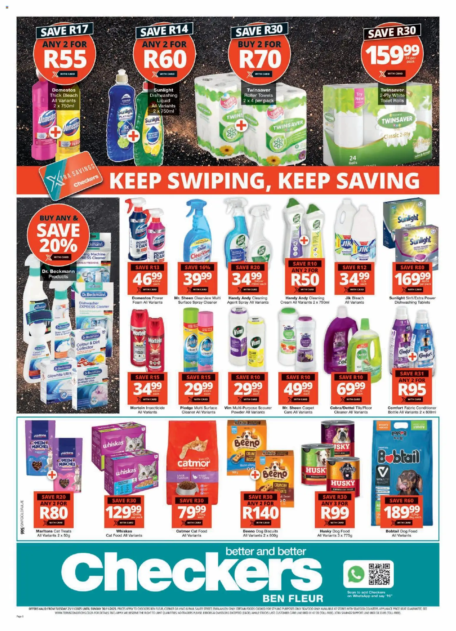 New Checkers catalogue – valid from 25.11.2025 | Page: 8 | Products: Press, Carpet, Dog biscuits, Foam