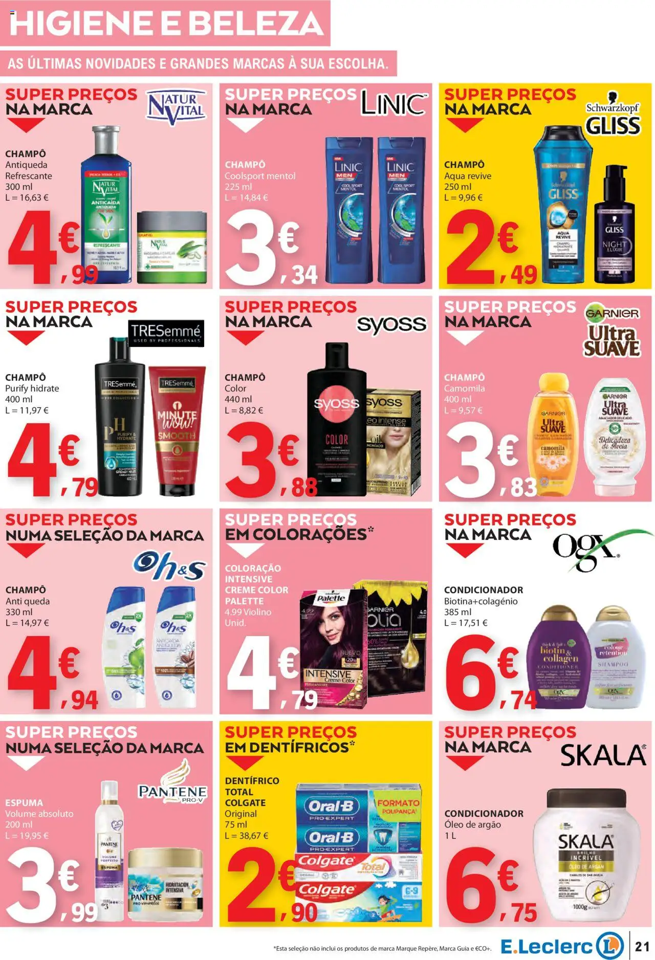 E.Leclerc - Folheto Semanal │ válido de 03.07.2025 | Página: 21 | Produtos: Shampoo, Condicionador, Óleo, Creme