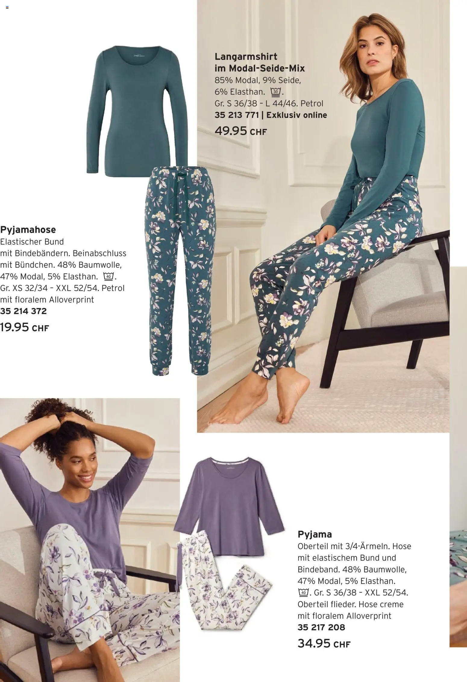 Tchibo aktionen Feminin – gültig ab 12.03.2026 | Seite: 16 | Produkte: Hose, Pyjama, Creme, Langarmshirt