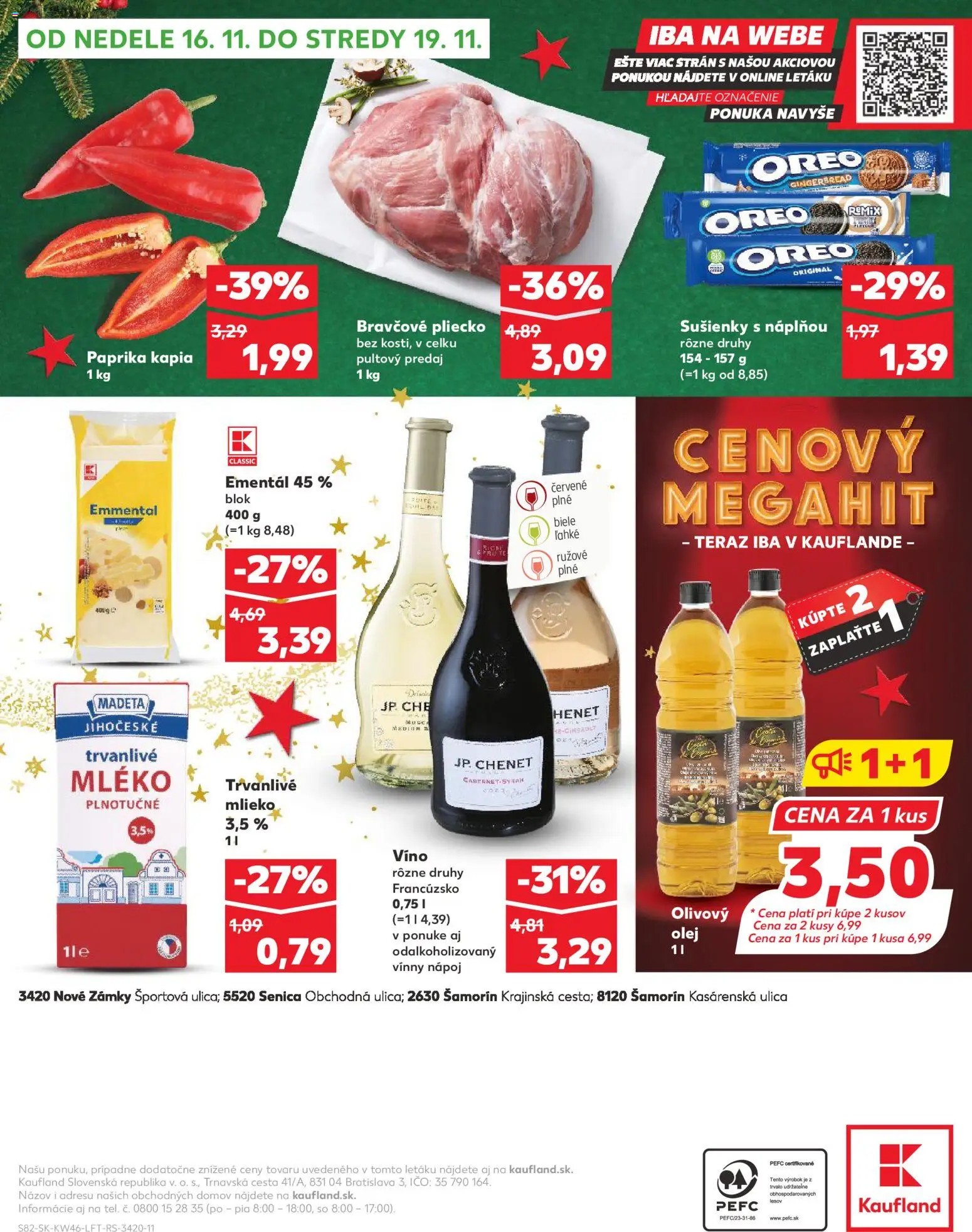 Nové Kaufland akcie – leták je platný od 13.11.2025 | Strana: 82 | Produkty: Paprika, Olej, Víno, Trvanlivé mlieko