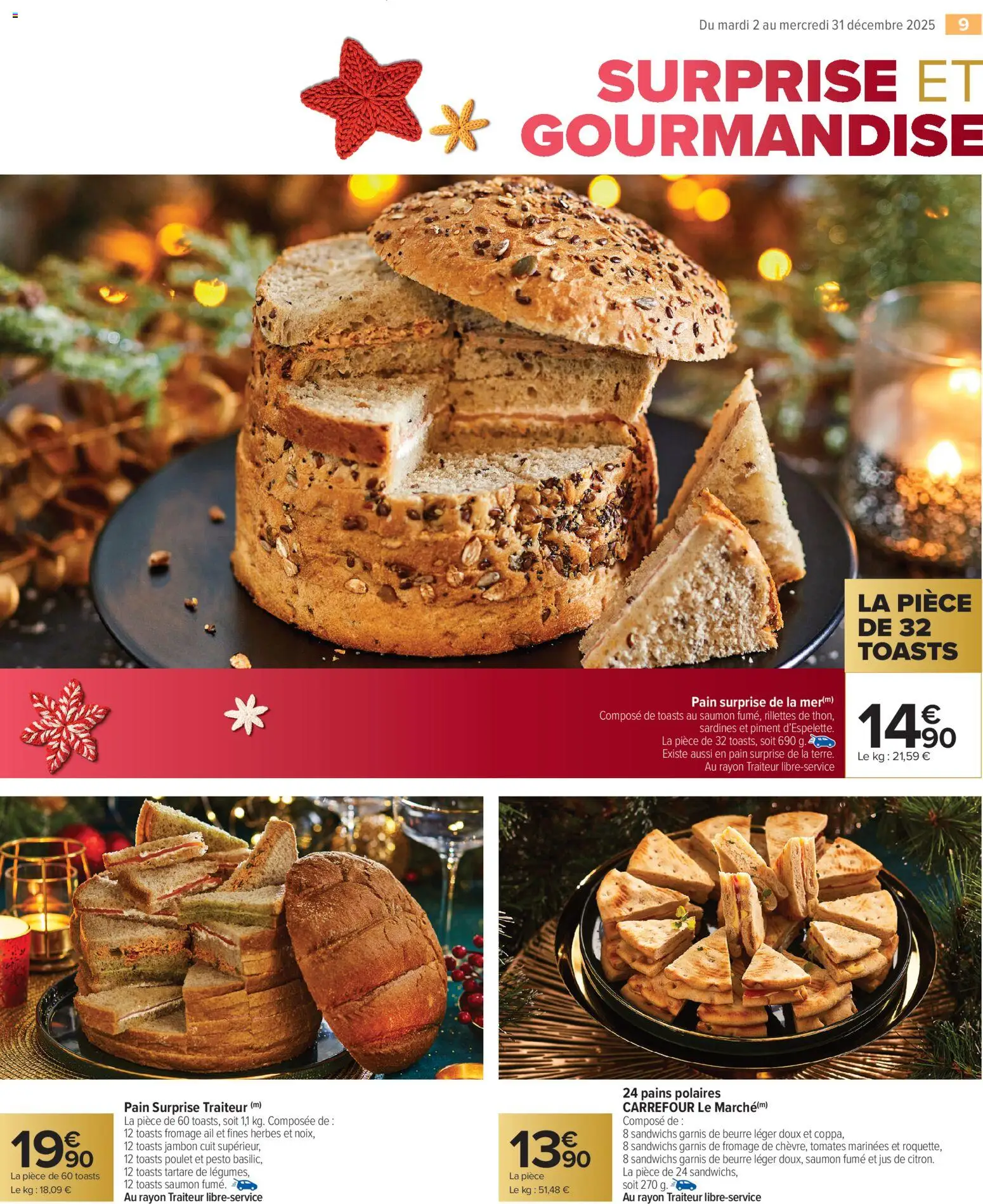 {H1} | Page: 9 | Produits: Saumon fumé, Pesto, Piment, Jambon