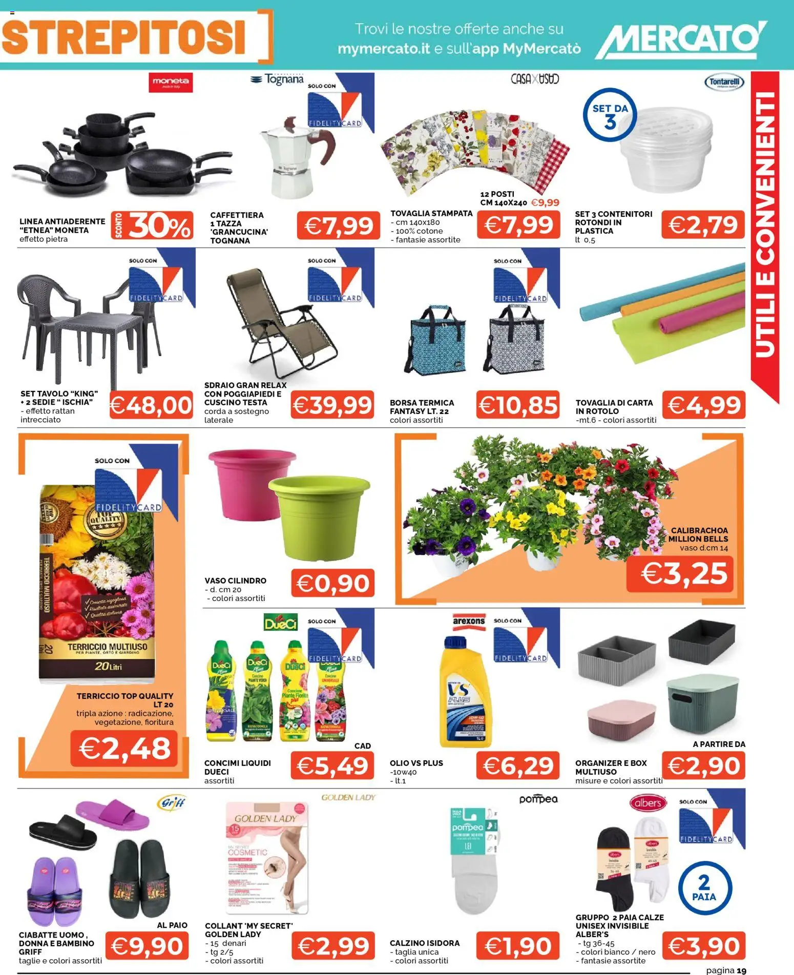 Volantino Mercatò del 23.04.2026 | Pagina: 19 | Prodotti: Poggiapiedi, Concime, Cuscino, Tavolo