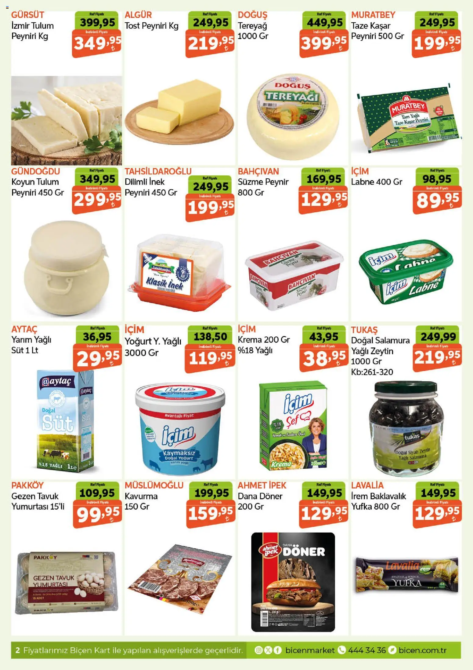 Biçen Market Katalog - 16.12.2025 tarihinden itibaren geçerlidir | Sayfa: 2 | Ürünler: Peynir, Yoğurt, Tulum, Süzme peynir