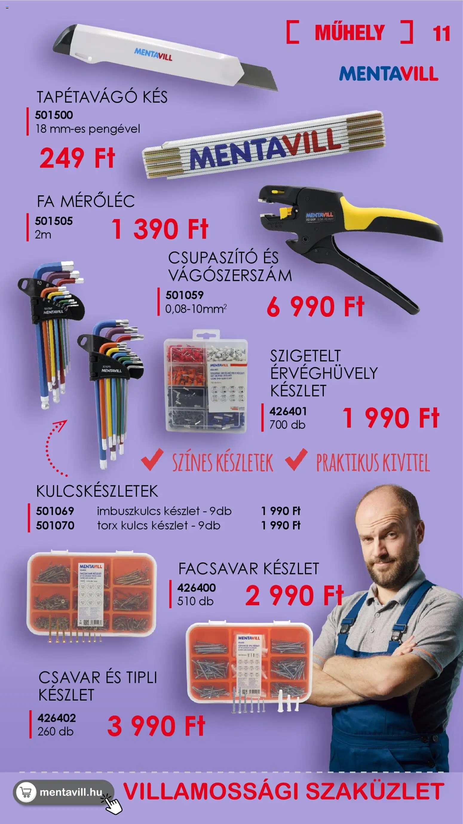 Mentavill akciós ujság - amely érvényes a következő dátumtól: 12.03.2026 | Oldal: 11 | Termékek: Csavar, Kés