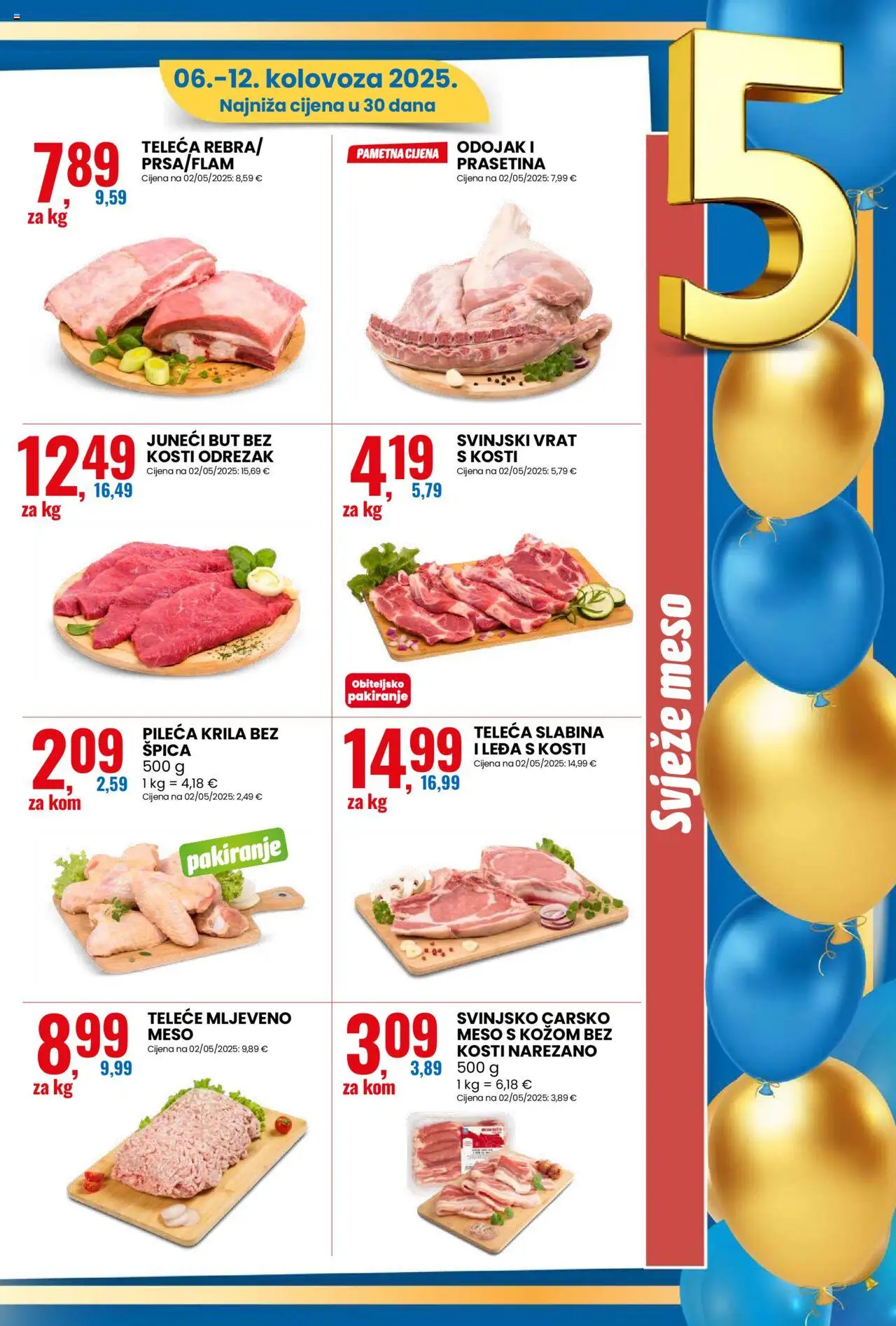 Eurospin katalog | vrijedi od 06.08.2025 | Stranica: 3 | Proizvodi: Pileća krila, Carsko meso, Svinjski vrat, Meso