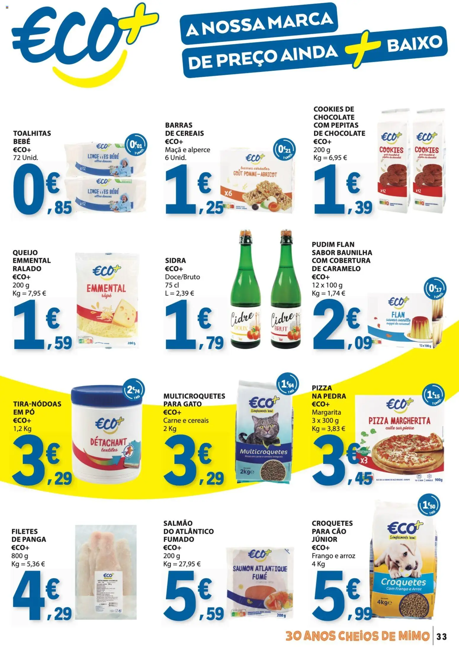 E.Leclerc folheto │ válido de 19.03.2026 | Página: 33 | Produtos: Frango, Pudim, Pizza, Arroz