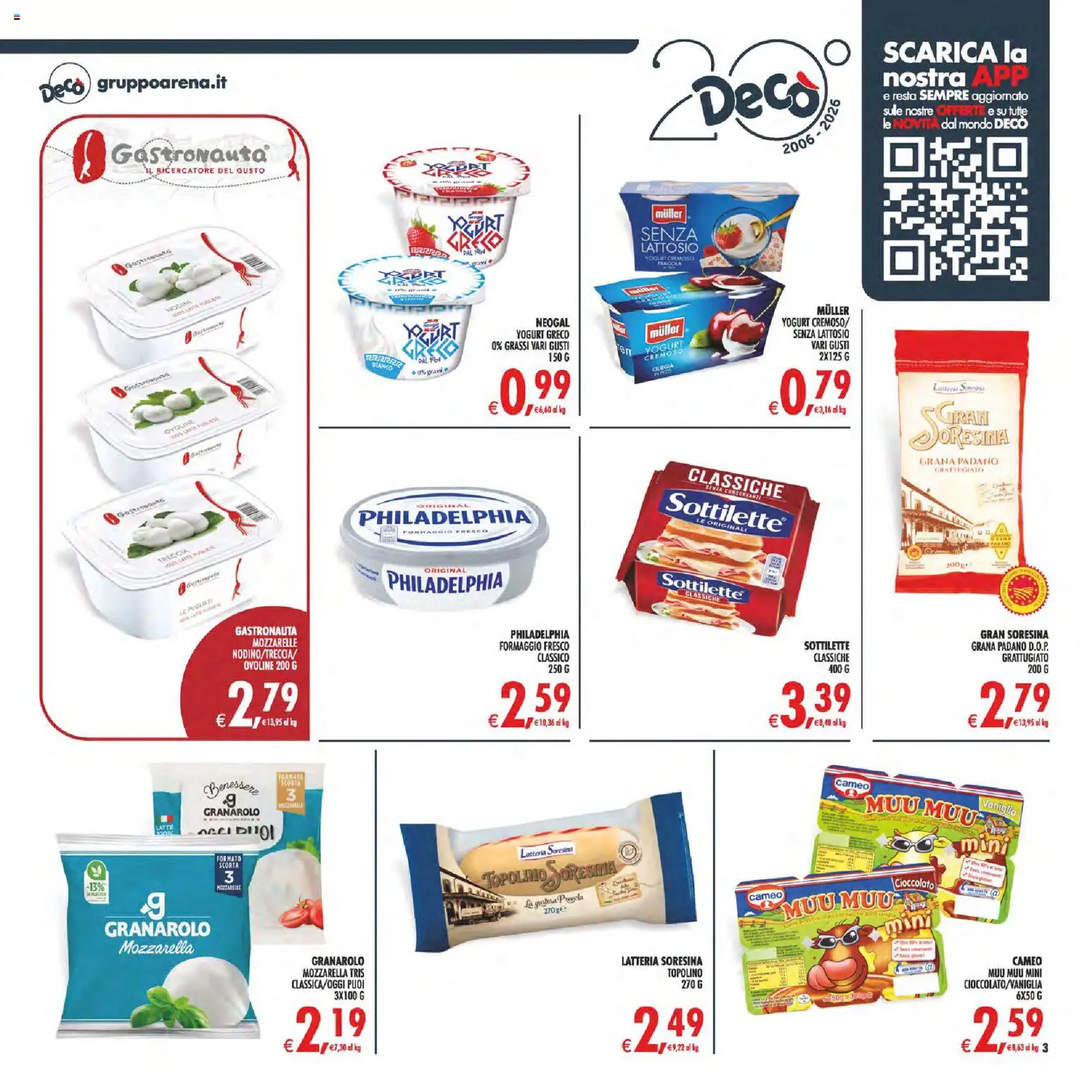 Volantino Decò del 07.04.2026 | Pagina: 3 | Prodotti: Yogurt greco, Mozzarella, Formaggio, Grana Padano
