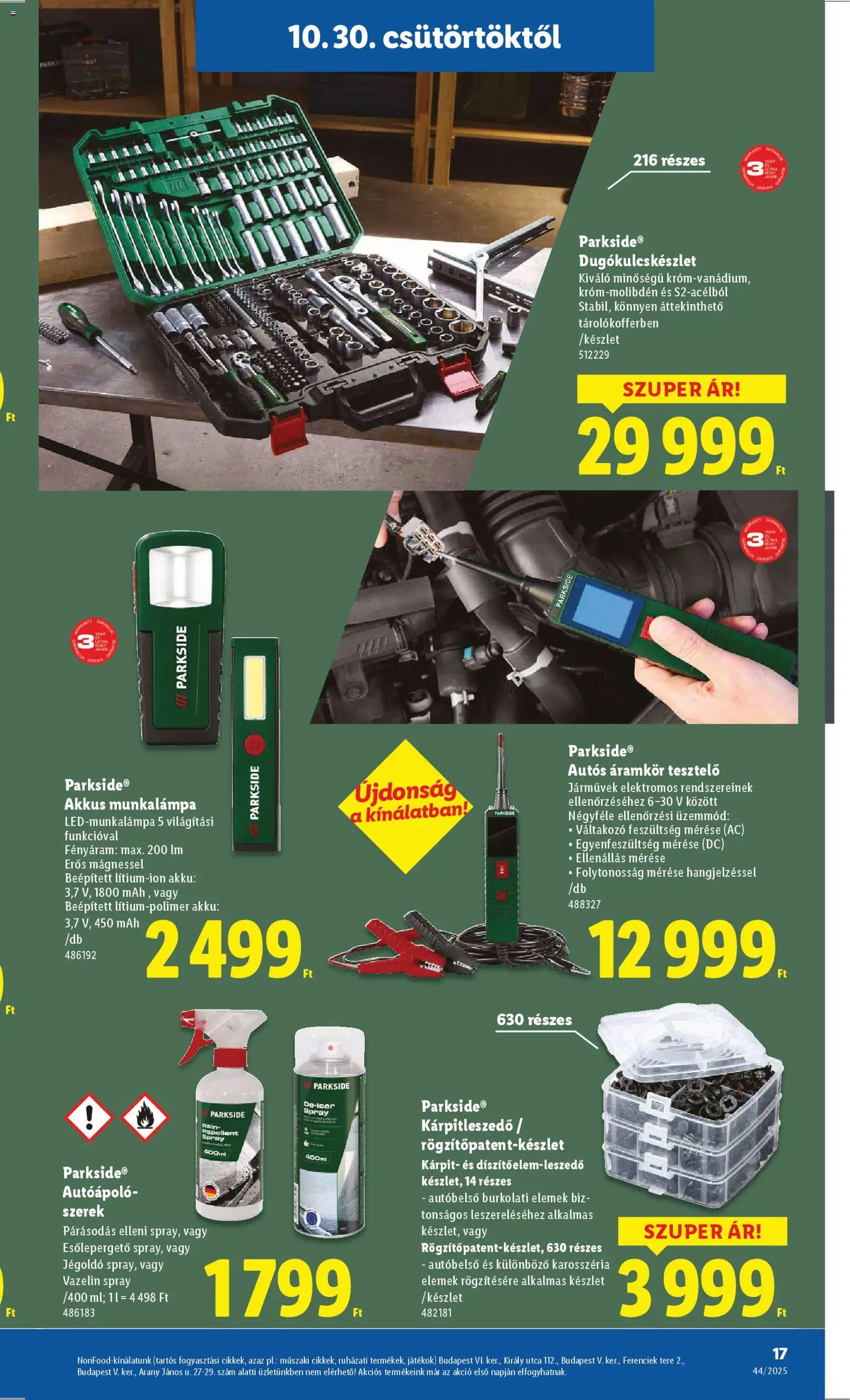 Lidl akciós ujság - amely érvényes a következő dátumtól: 30.10.2025 | Oldal: 17 | Termékek: Parkside, Játékok