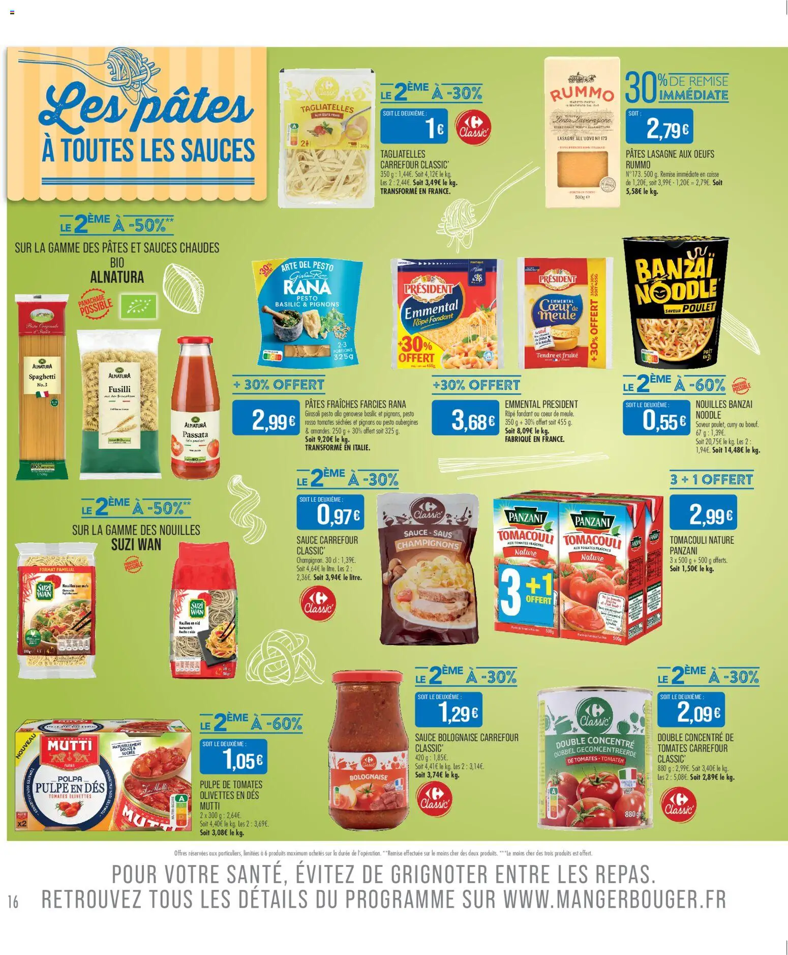 {H1} | Page: 16 | Produits: Pesto, Sauce bolognaise, Œufs, Pâtes