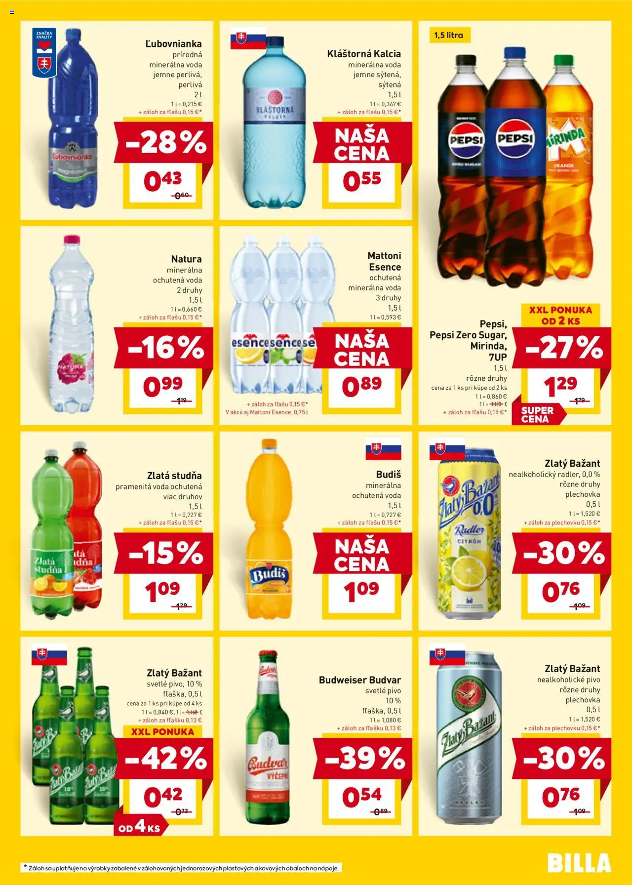 Billa leták │ platný od 23.07.2025 | Strana: 17 | Produkty: Pivo, Zlatý Bažant, Minerálna voda, Nealkoholické pivo