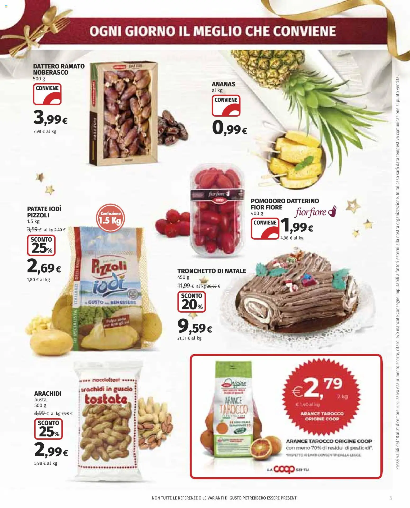 Volantino COOP del 18.12.2025 | Pagina: 5 | Prodotti: Patate, Ananas, Data, Arachidi