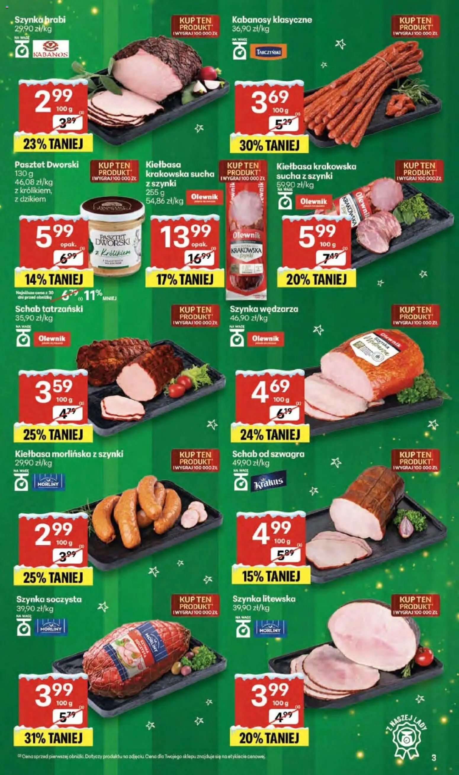Delikatesy Centrum Gazetka - Sklepy Własne od 29.12.2025 | Strona: 3 | Produkty: Kiełbasa, Kabanosy, Szynka, Kiełbasa krakowska