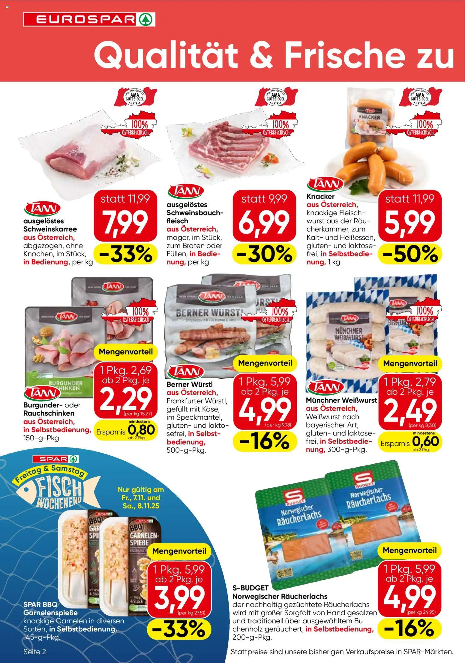 Eurospar Flugblatt - Wien gültig ab 06.11.2025 | Seite: 2 | Produkte: Wurst, Fisch