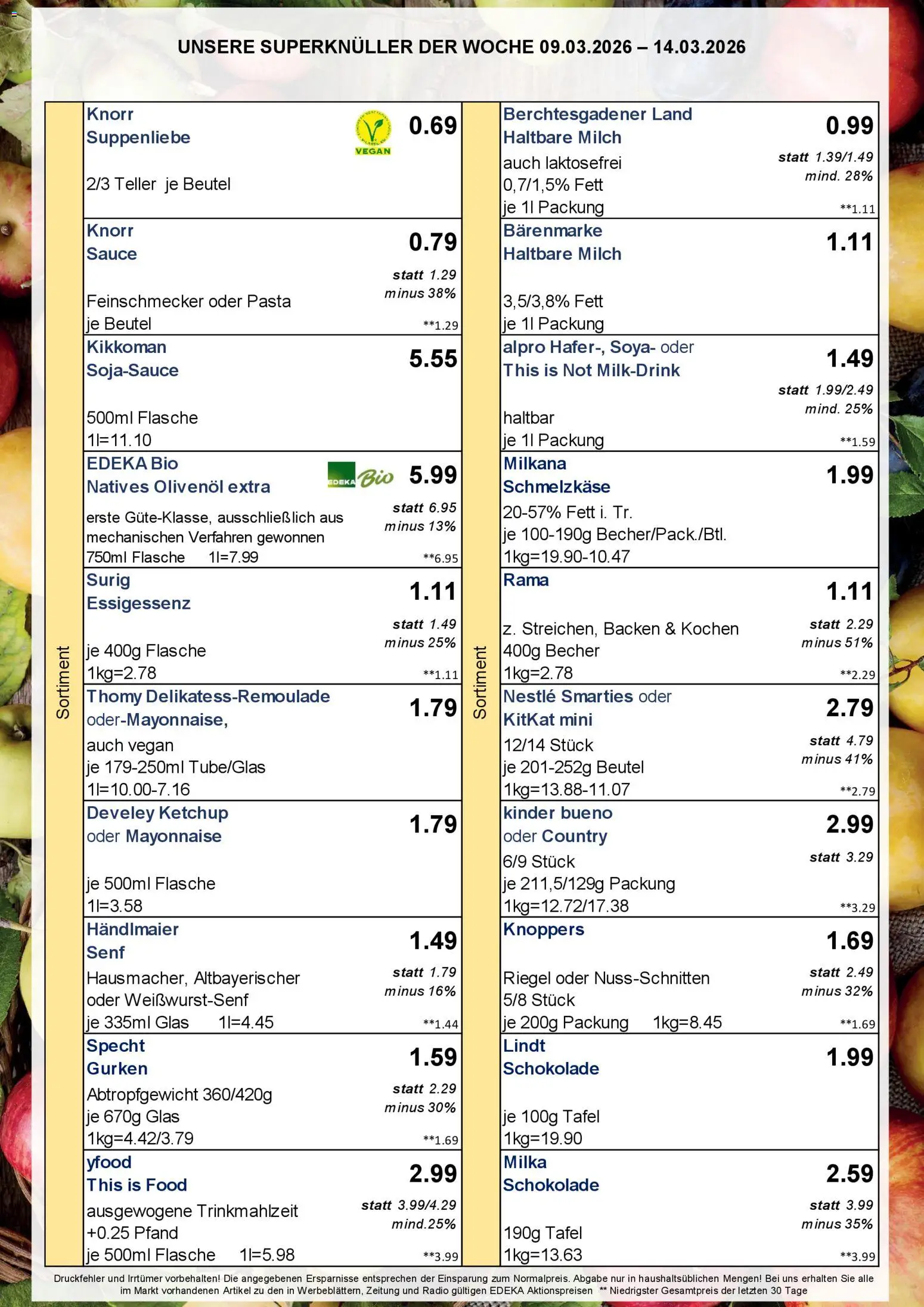 Simmel Bayern – gültig ab 09.03.2026 | Seite: 2 | Produkte: Kinder bueno, Milka, YFood, Lindt