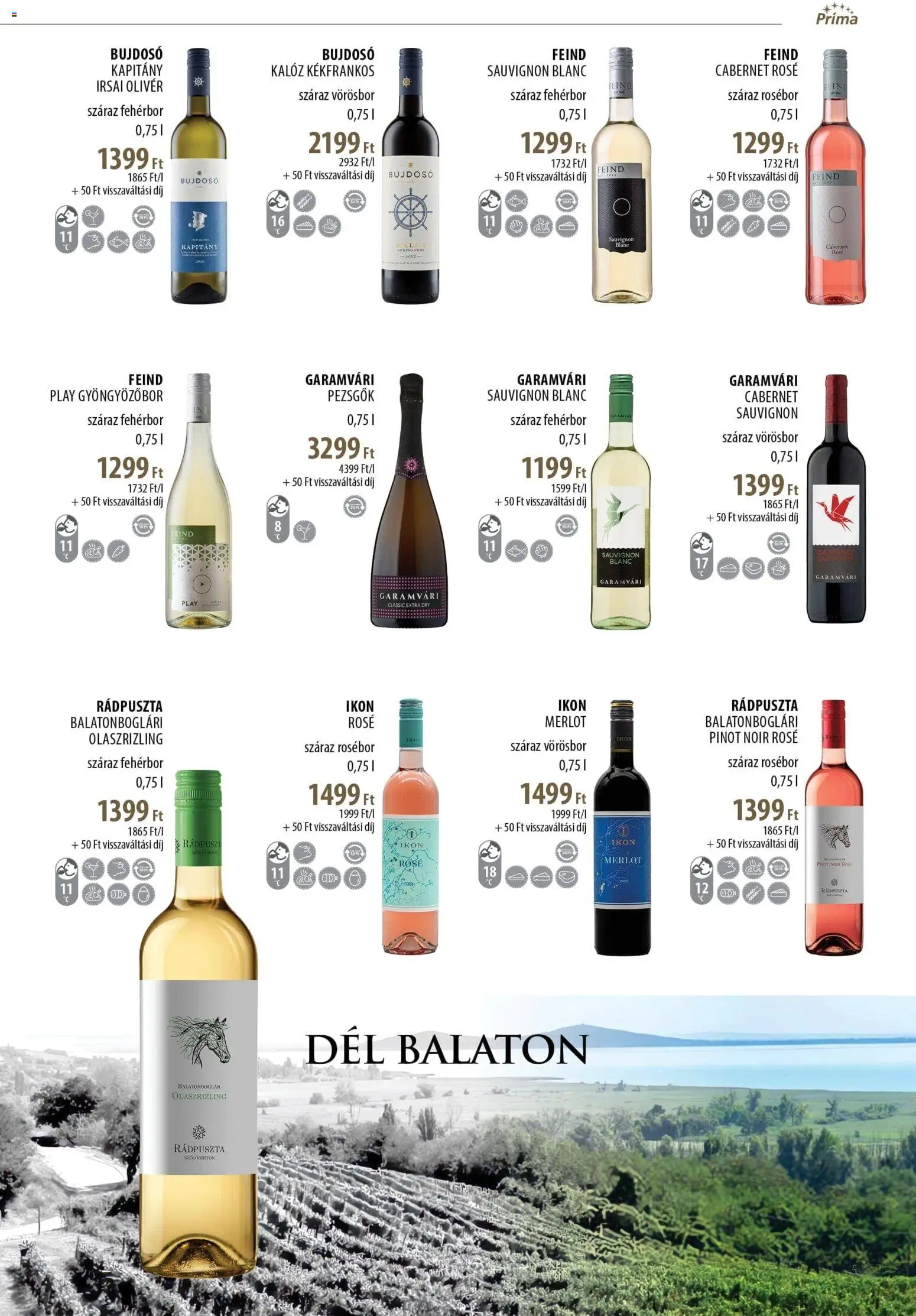 CBA Príma akciós ujság - amely érvényes a következő dátumtól: 11.11.2025 | Oldal: 5 | Termékek: Gyöngyözőbor, Fehérbor, Vörösbor