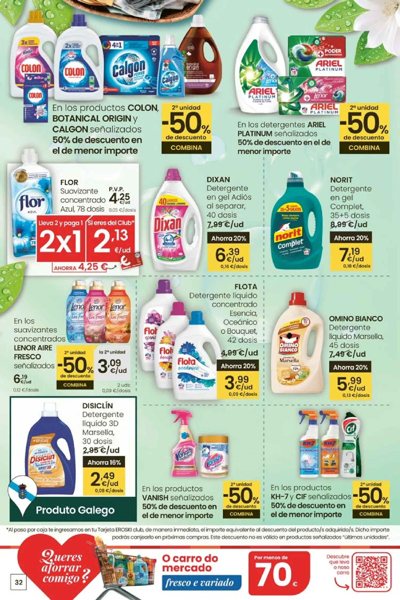 Eroski Quieres ahorrar conmigo │ válido desde el 16.04.2026 | Página: 32 | Productos: Detergente, Té, Detergente líquido, Caja