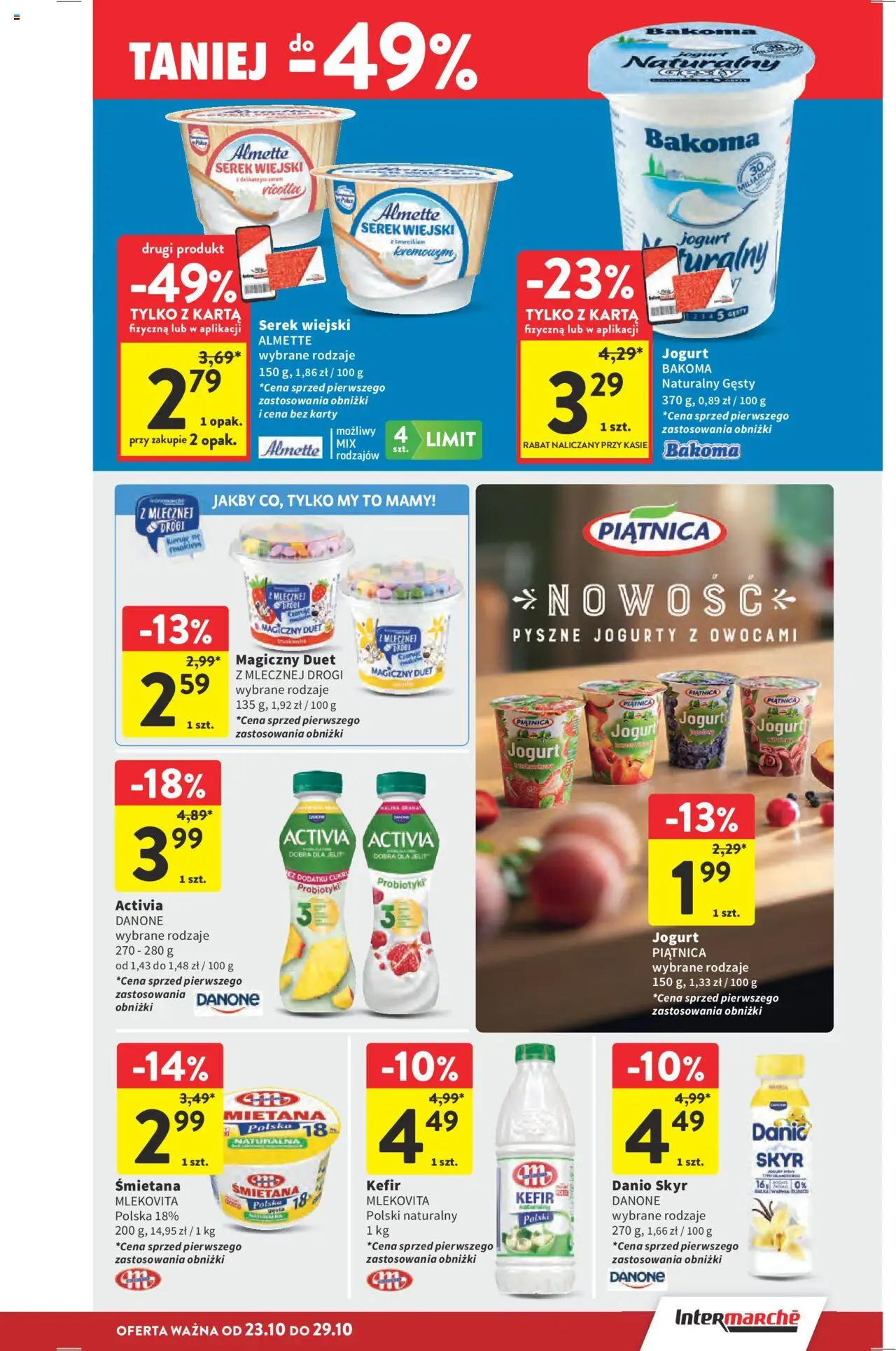 Intermarche Gazetka od 23.10.2025 | Strona: 25 | Produkty: Karta, Serek wiejski, Śmietana, Skyr