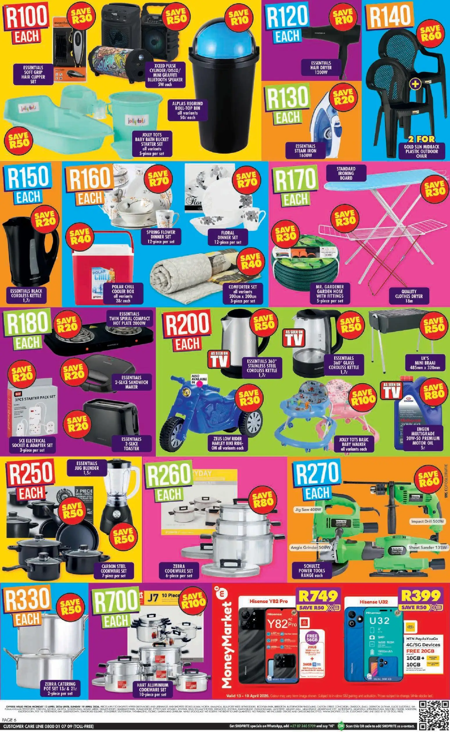 New Shoprite catalogue – valid from 13.04.2026 | Page: 6 | Products: Adapter, Kettle, Iron, Socket