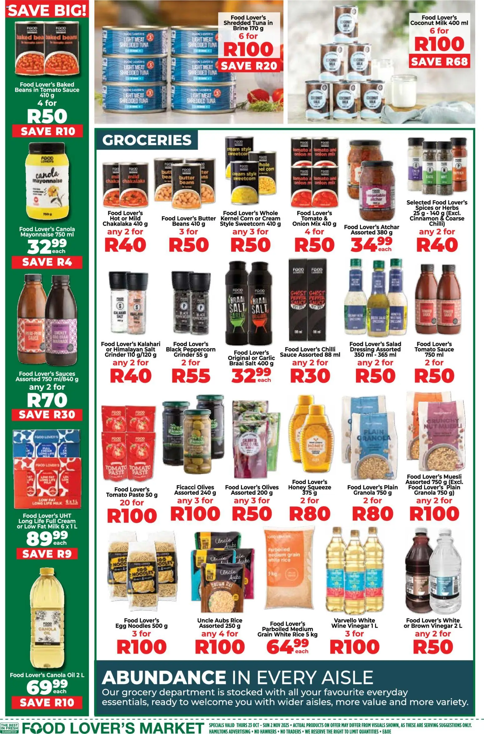 New Food Lover's Market catalogue – valid from 23.10.2025 | Page: 10 | Products: Milk, Tomato sauce, Cream, Garlic