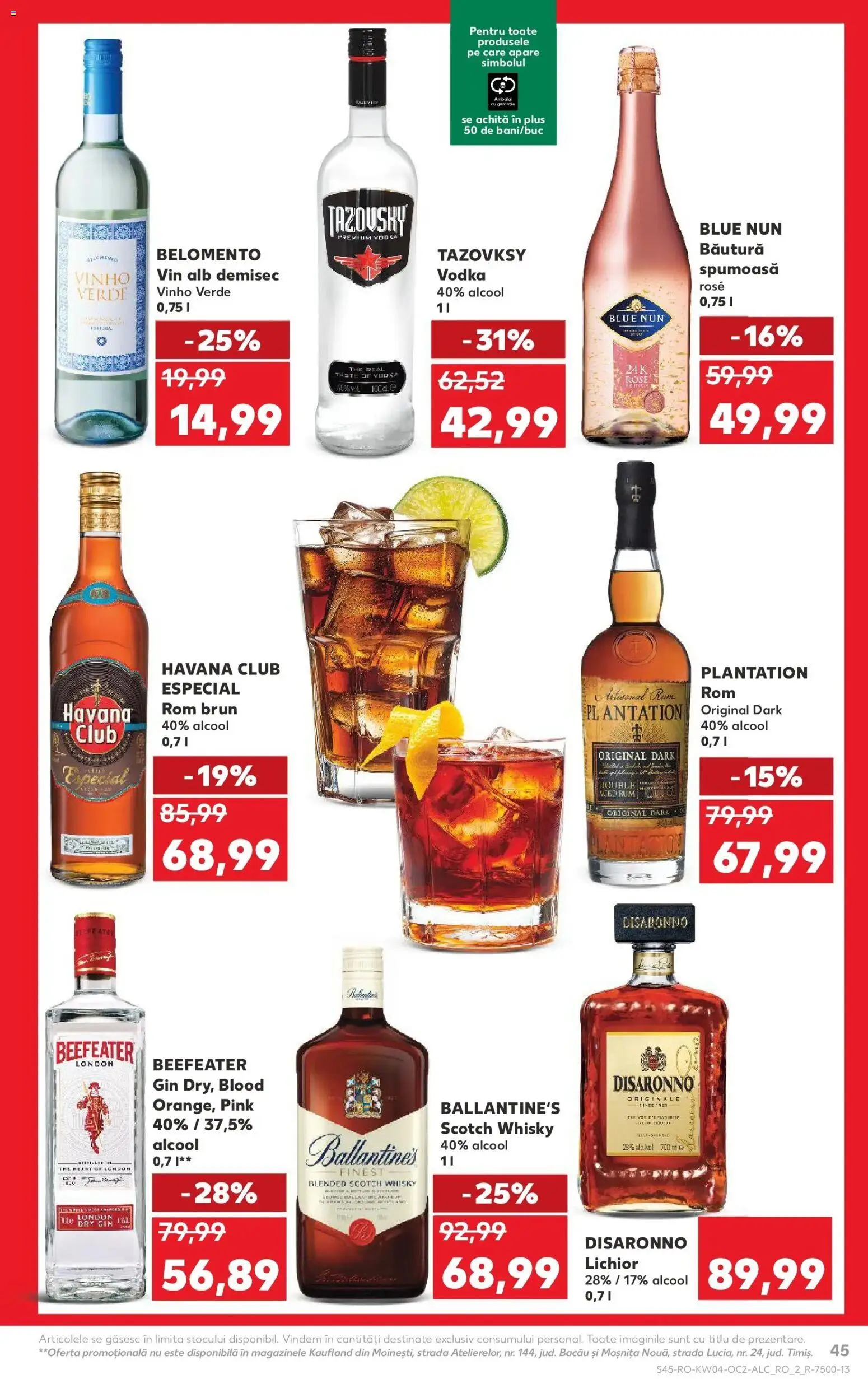 Noul catalog Kaufland – valabil de la 21.01.2026 | Pagină: 45 | Produse: Lichior, Vin, Rom, Vodka
