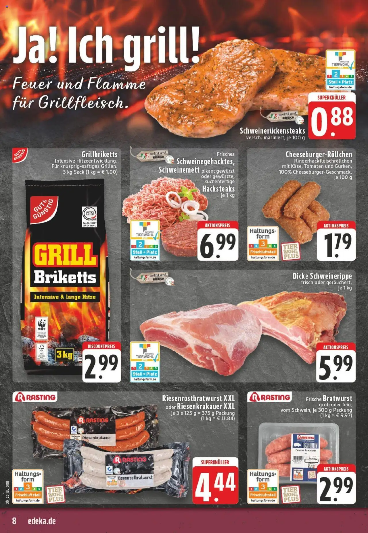 Edeka prospekt Reken	 - gültig ab dem 20.07.2025 | Seite: 8 | Produkte: Grill, Bratwurst, Tomaten