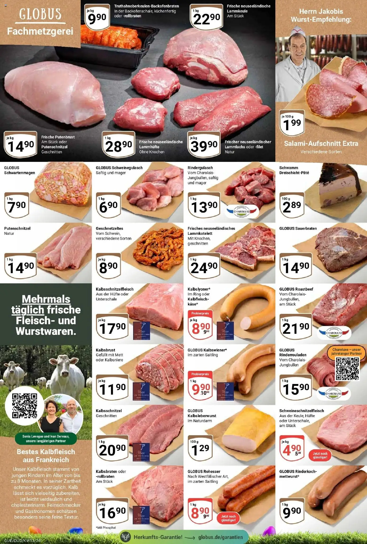 Globus prospekt Saarbrücken-Dudweiler	 – gültig ab 23.03.2026 | Seite: 9 | Produkte: Rinderrouladen, Schweinegulasch, Lammkeule, Putenschnitzel
